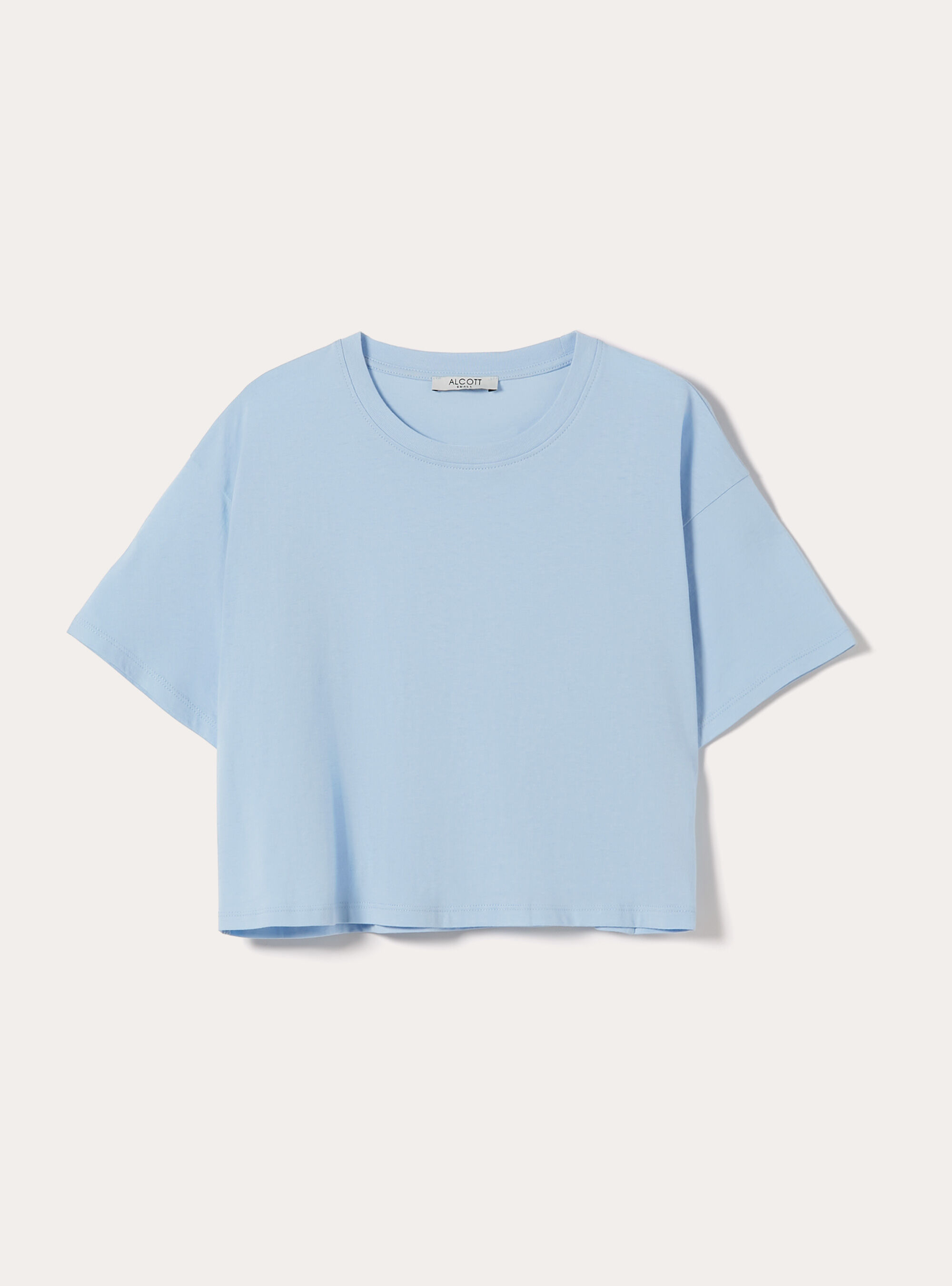 T-shirt crop over tinta unita, AZ2 AZURE MEDIUM