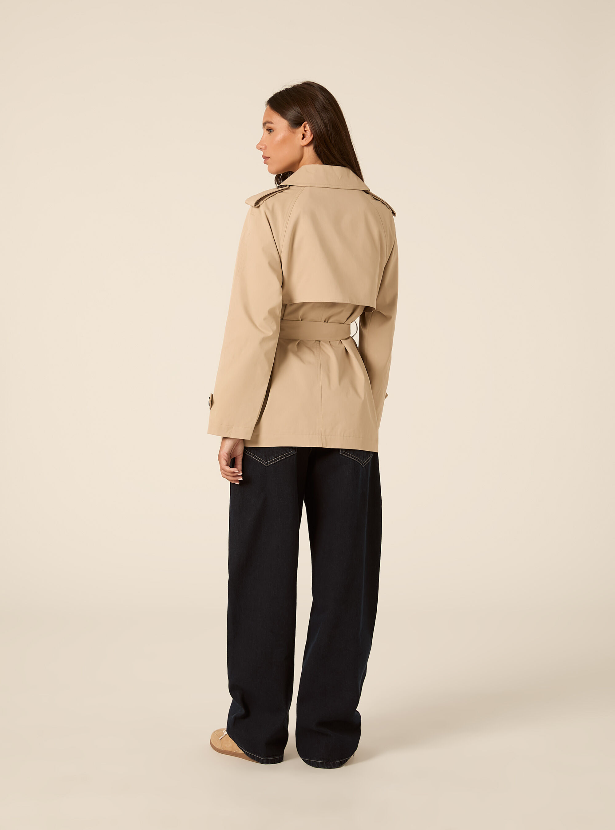 Trench corto con bottoni, BG2 BEIGE MEDIUM