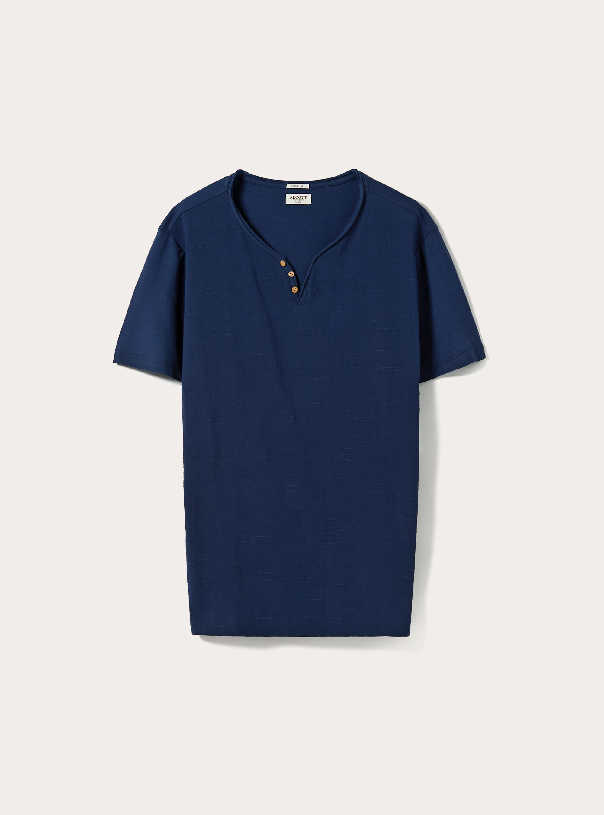 Linen blend V-neck T-shirt, NA2 NAVY MEDIUM