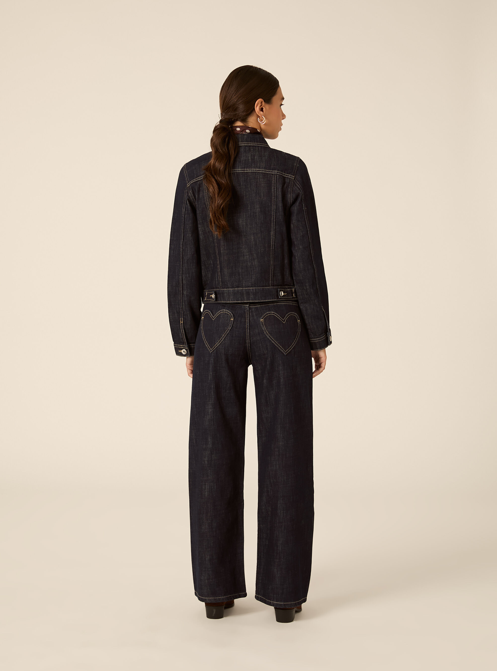 Jeans baggy con tasche a cuori, D001 DEEP BLUE
