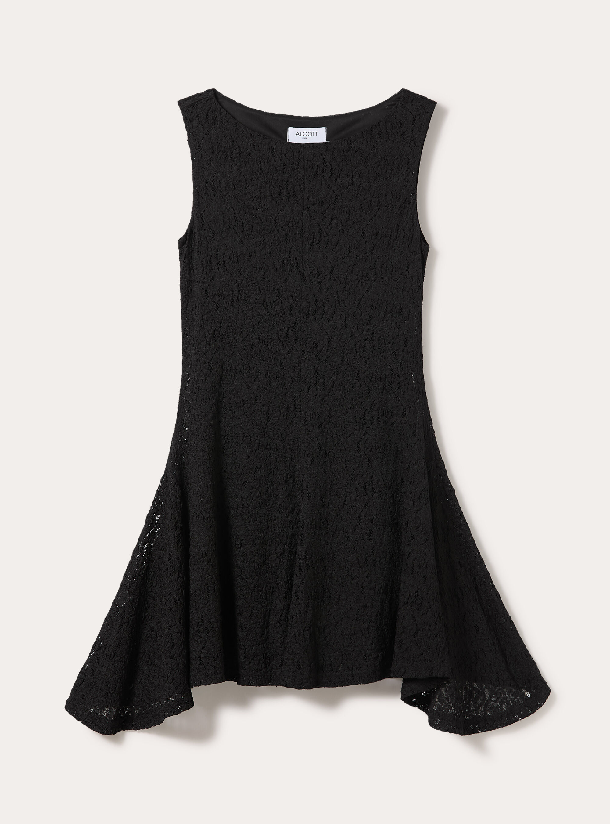 Asymmetrical lace dress, BK1 BLACK