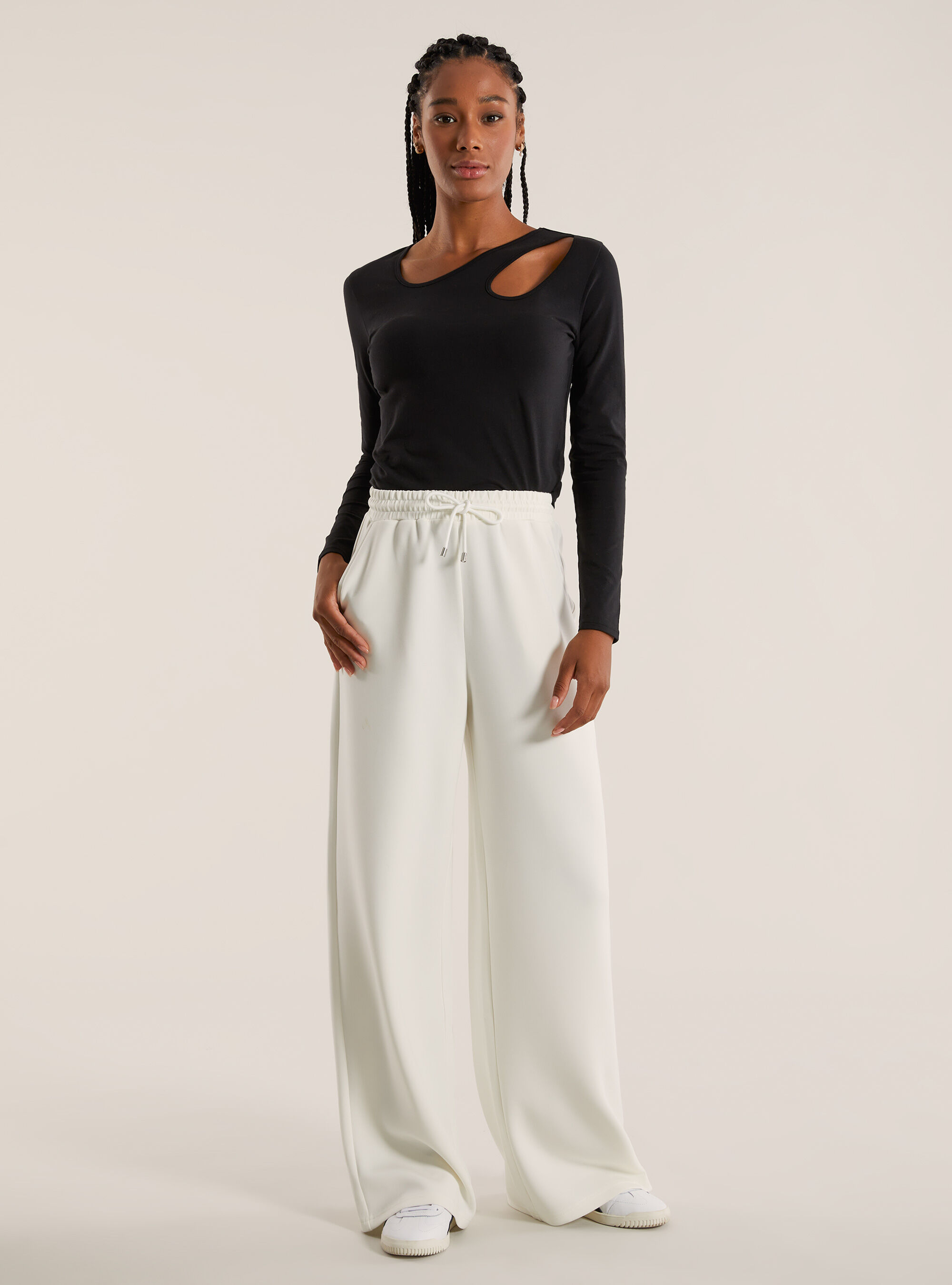 Wide leg trousers in soft scuba Alcott Women s Trousers