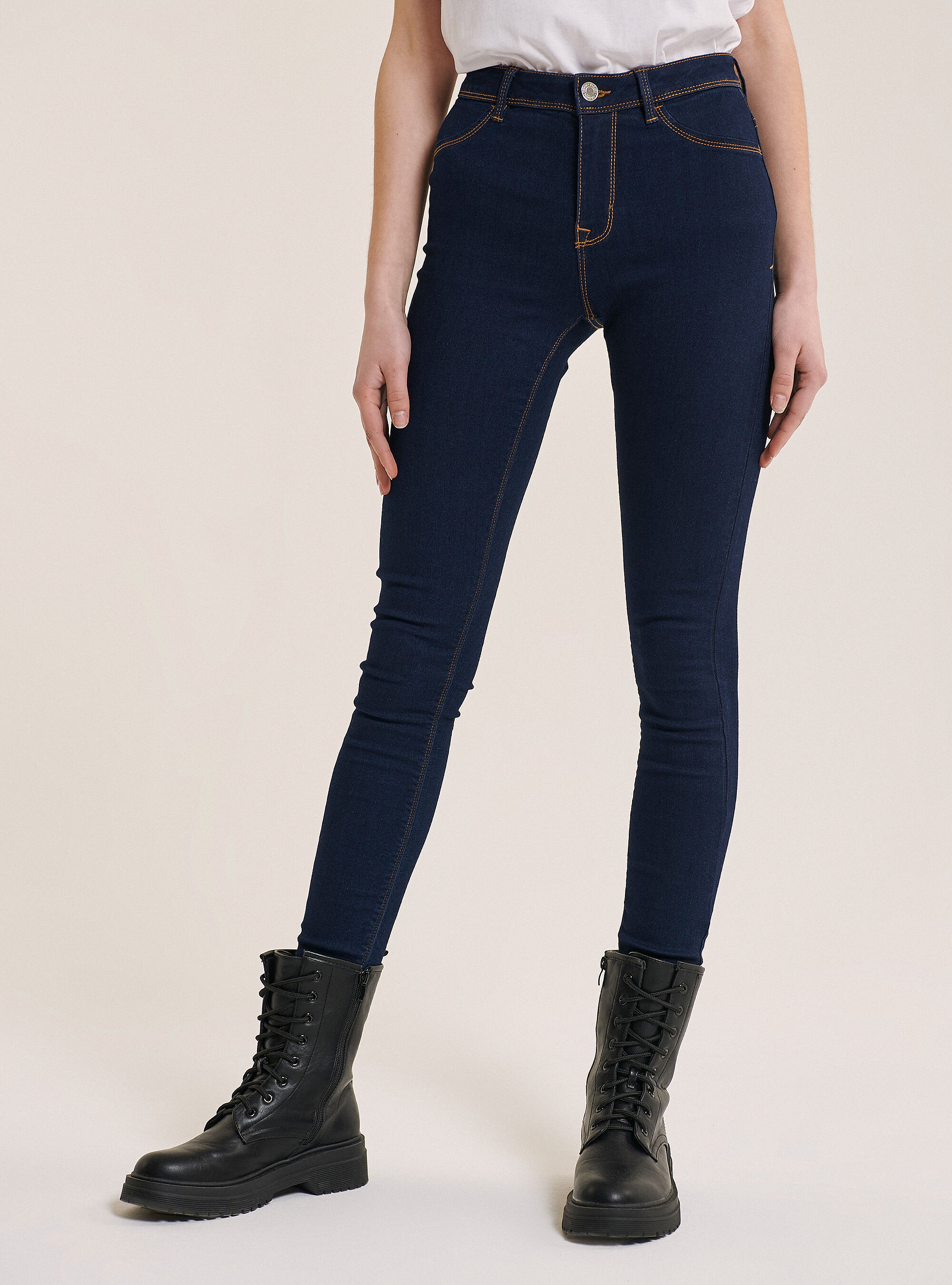 Super skinny high-waisted comfort fit jeans, BLUE