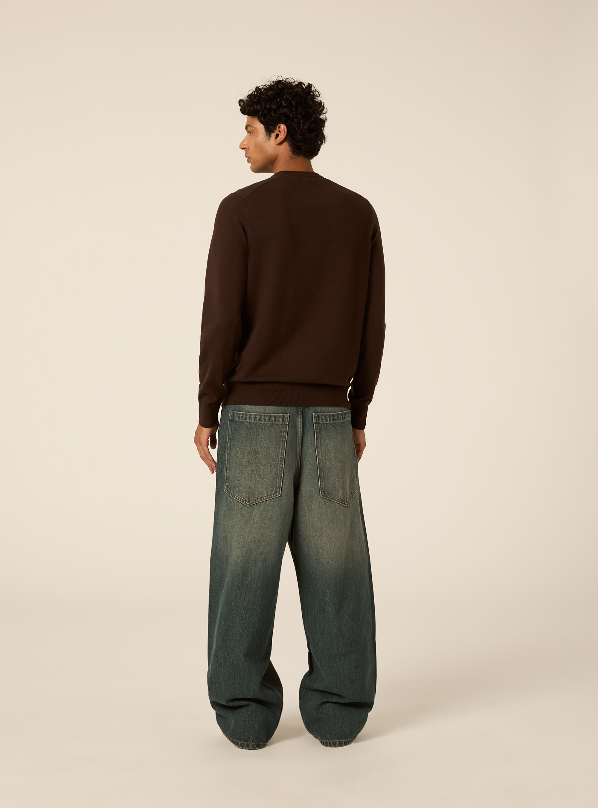 Girocollo in maglia in lana poliammide cashmere, BR1 BROWN DARK