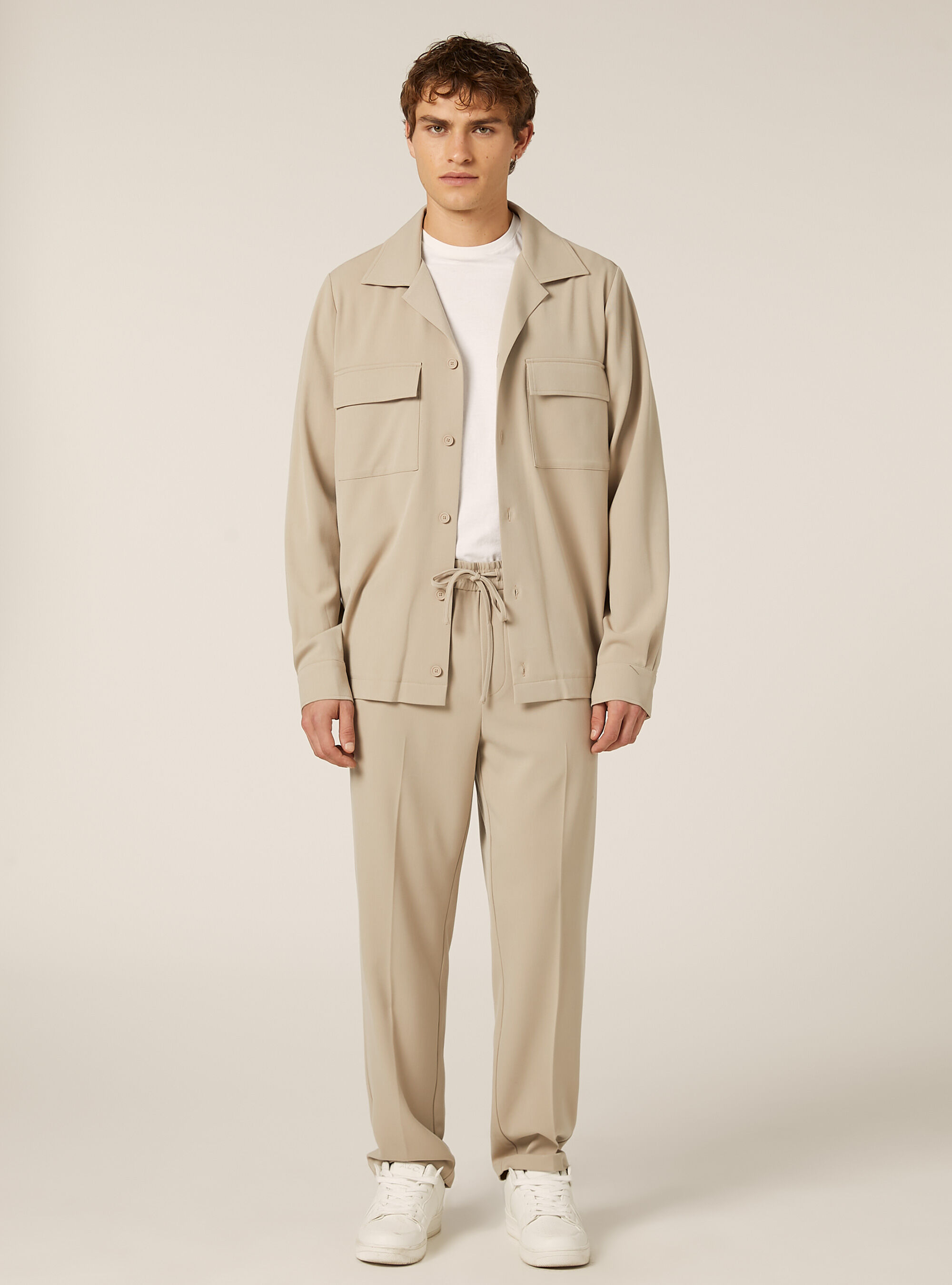 Pantalon jogger en twill, BG1 BEIGE DARK