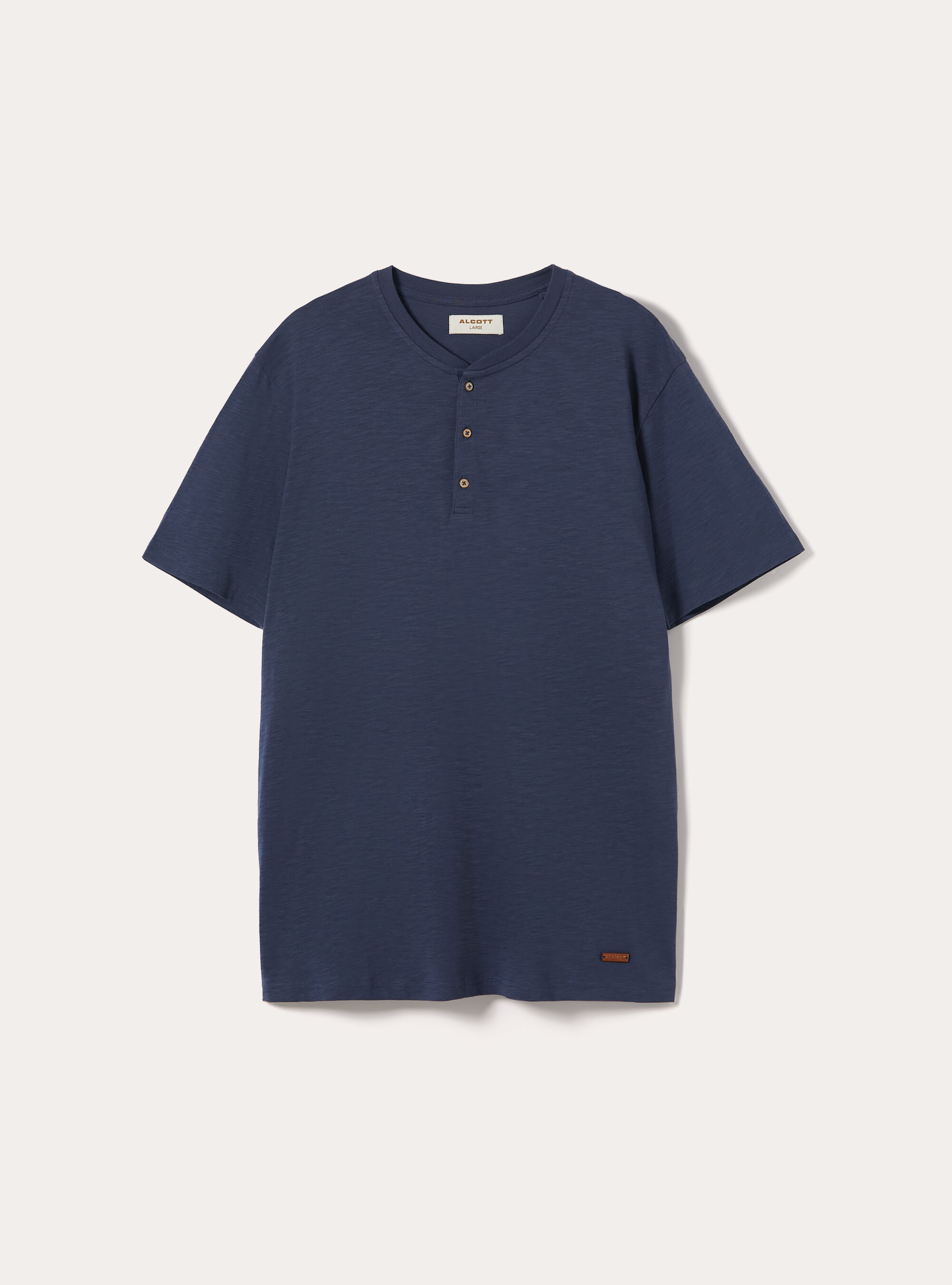 Cotton Henley T-Shirt, BL2 BLUE MEDIUM