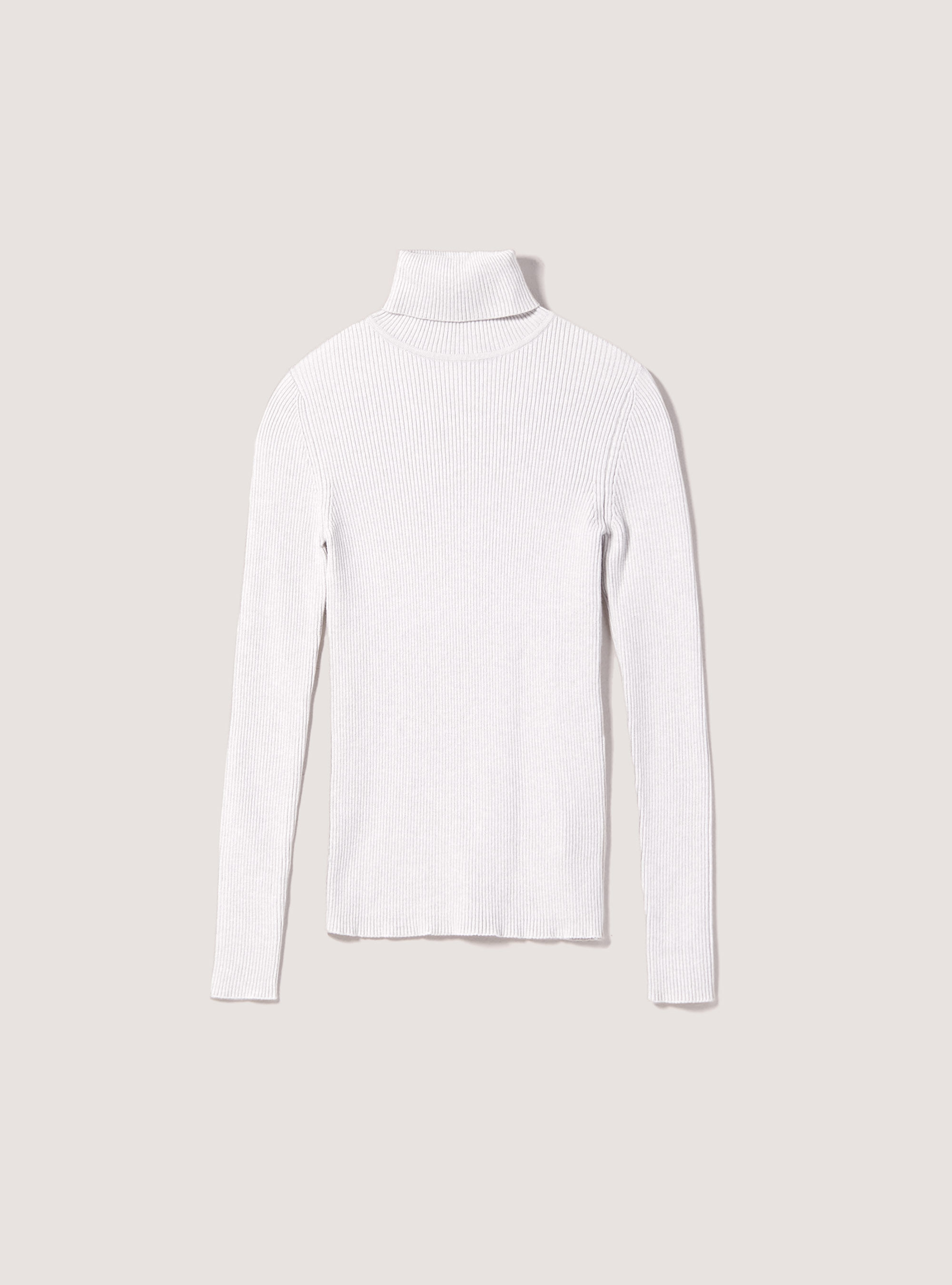 Ribbed turtleneck pullover, MGY3 GREY MEL LIGHT