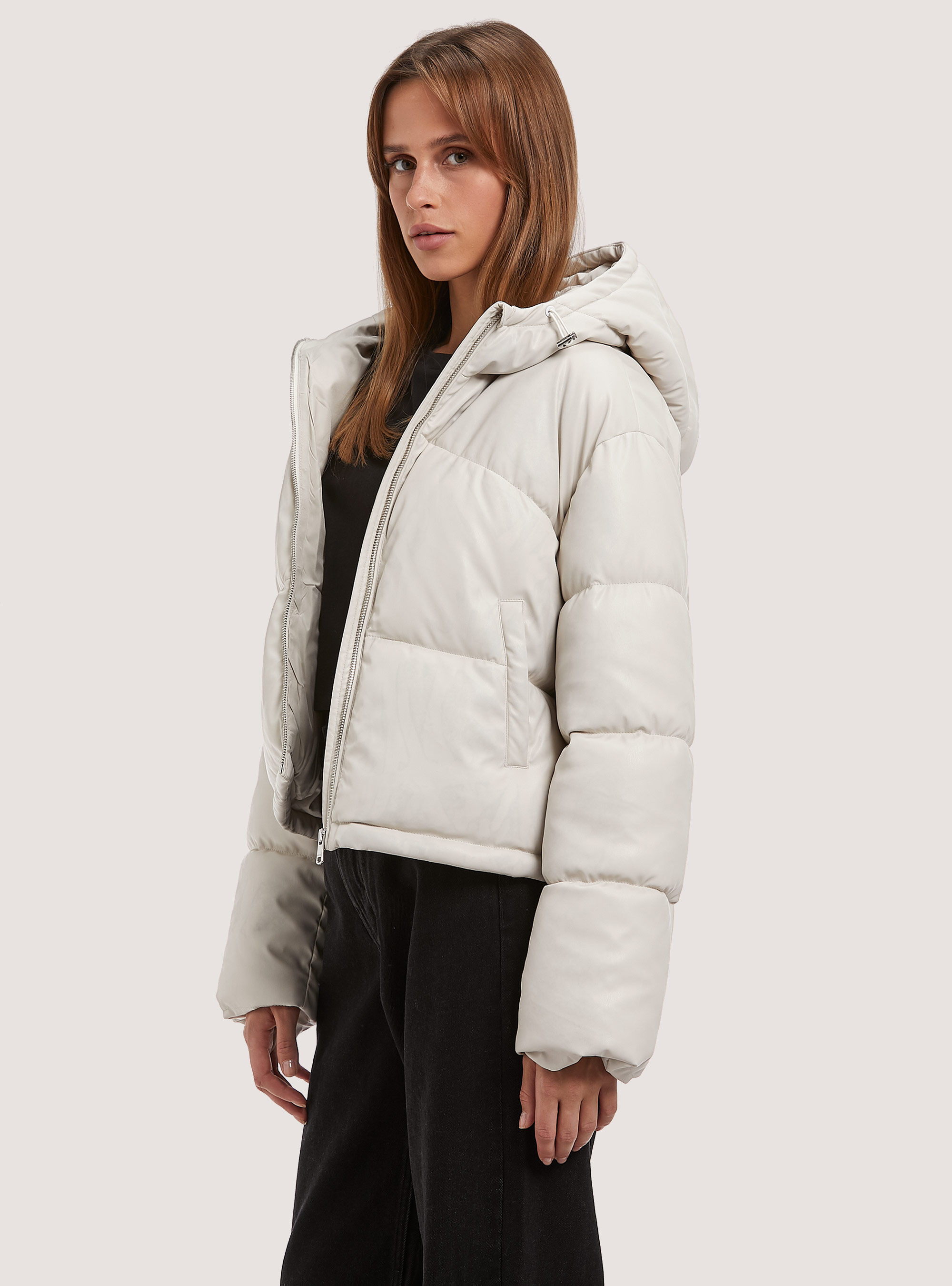 Leather-effect bomber jacket, WH1 OFF WHITE