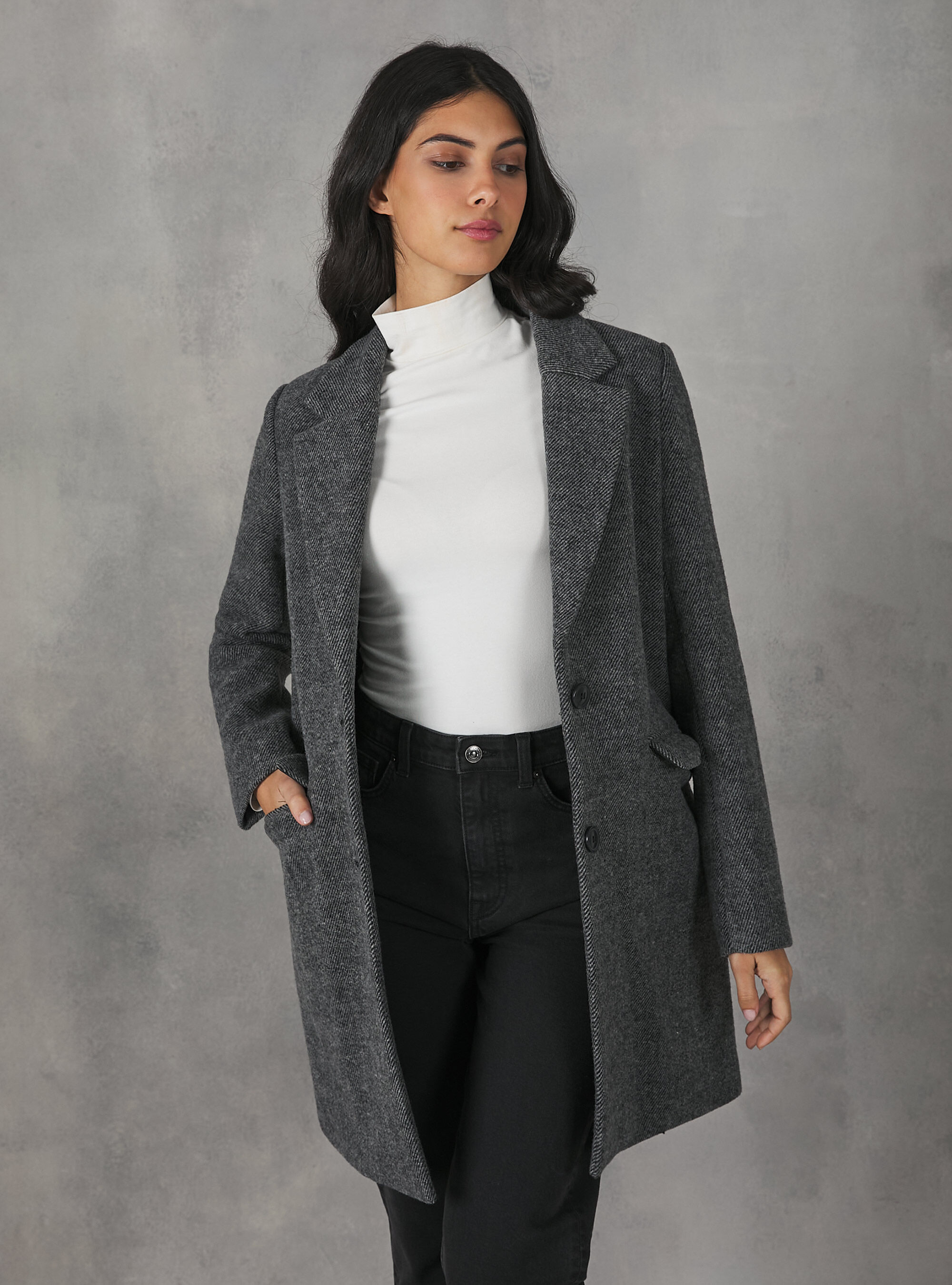 Cappotto monopetto in misto lana