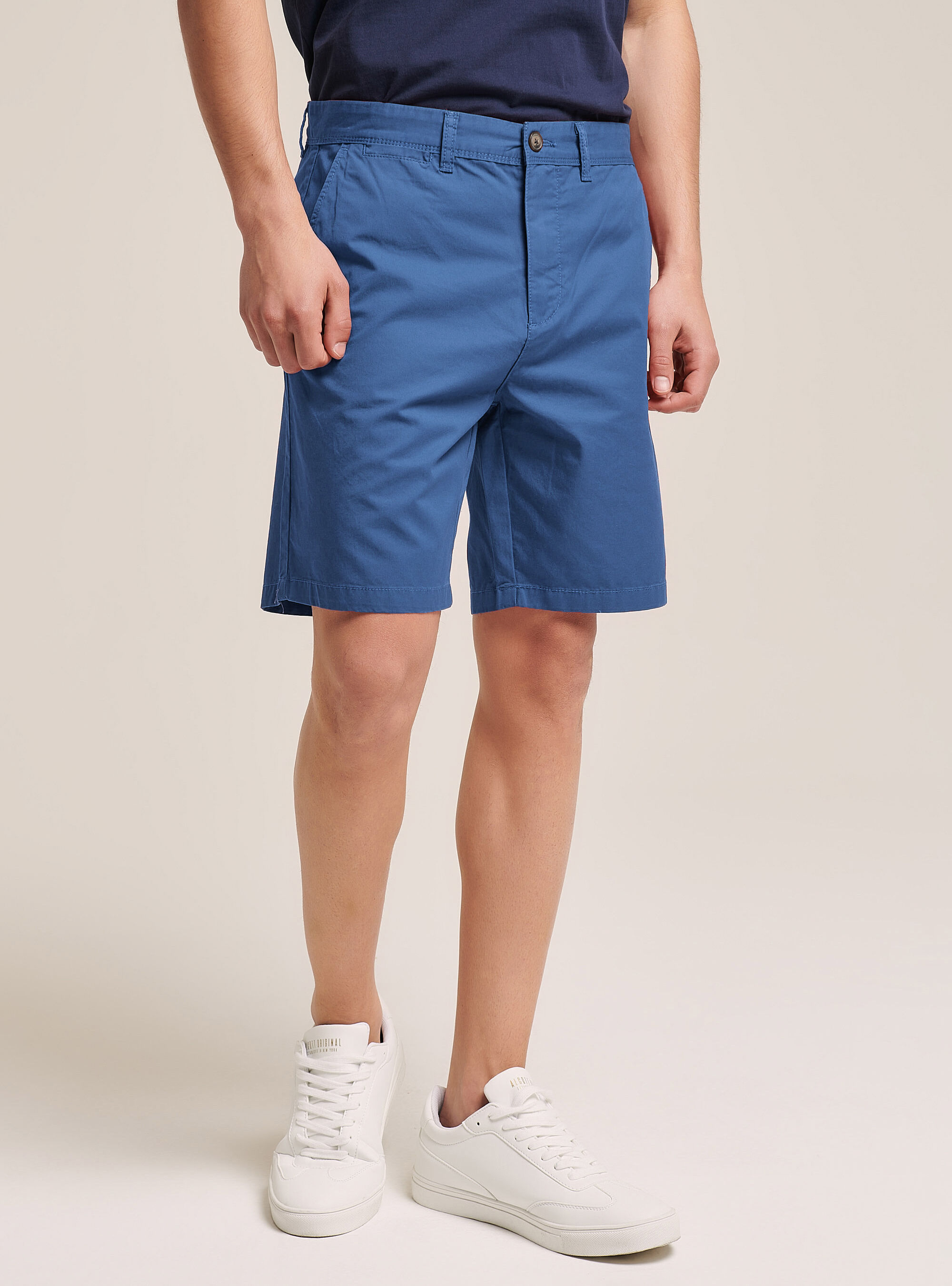 Plain Fit Twill Bermuda Shorts, BL2 BLUE MEDIUM