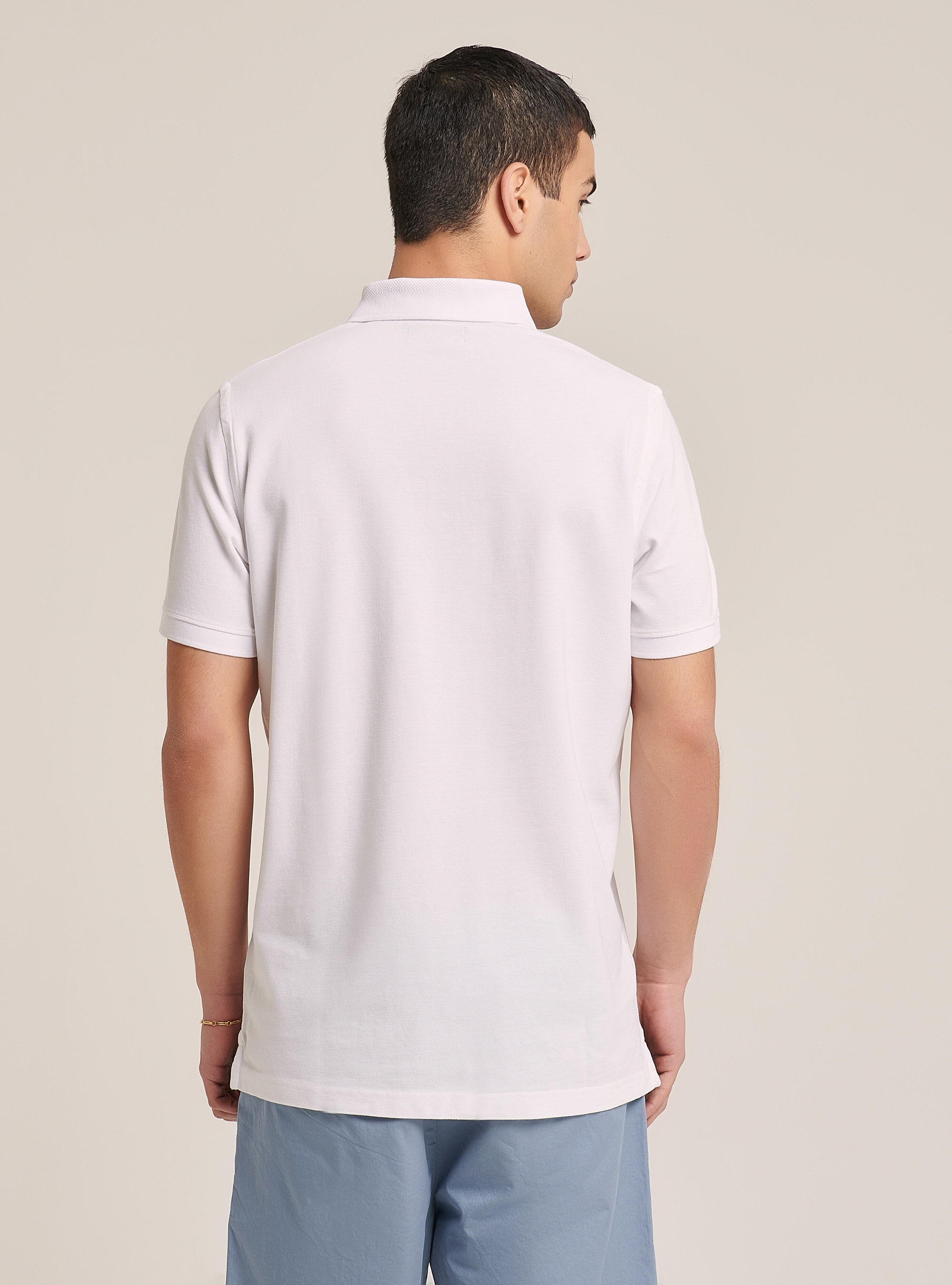 Basic cotton polo shirt, WHITE