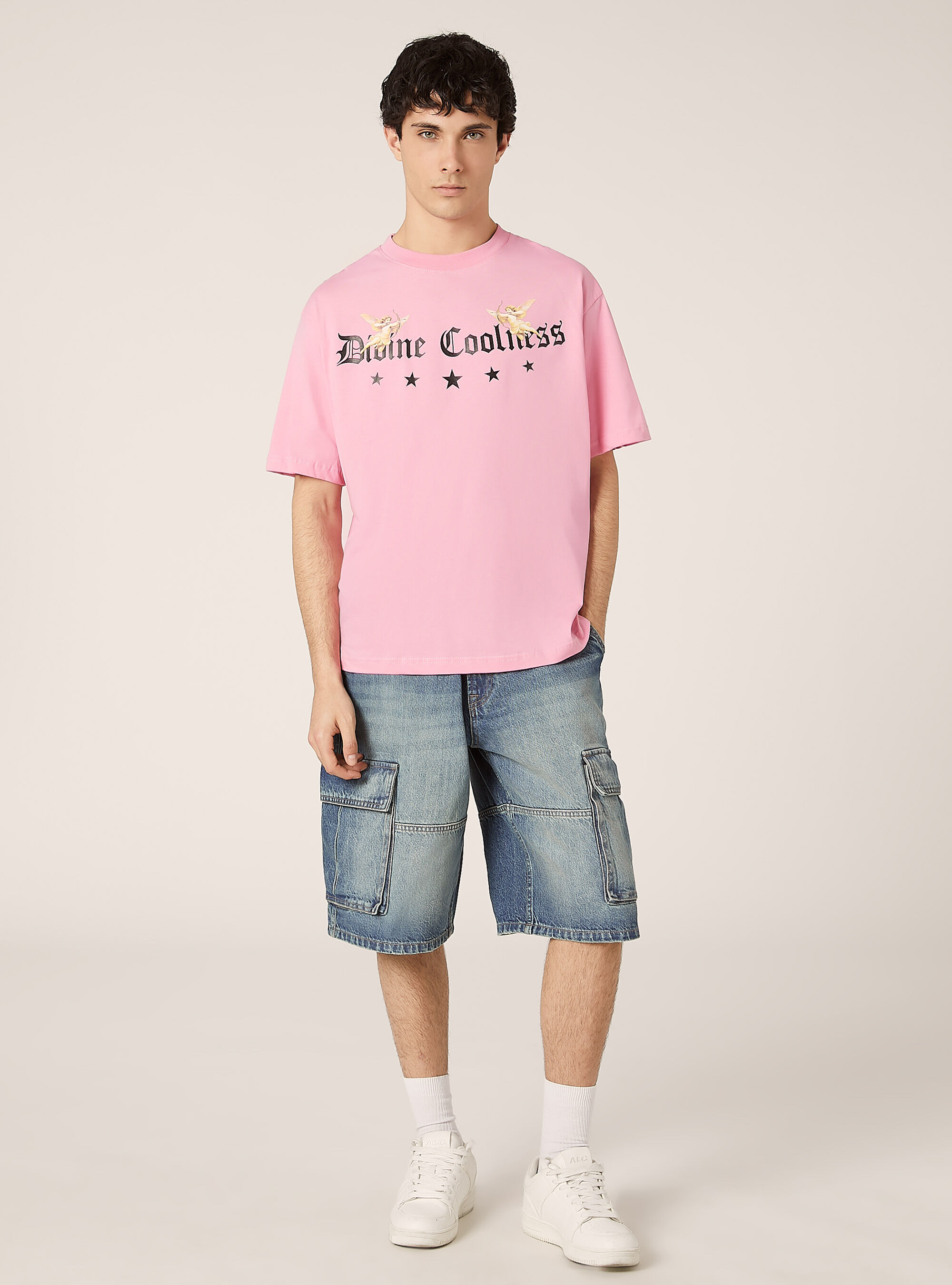 Boxy fit T-shirt with print, PK2 PINK MEDIUM