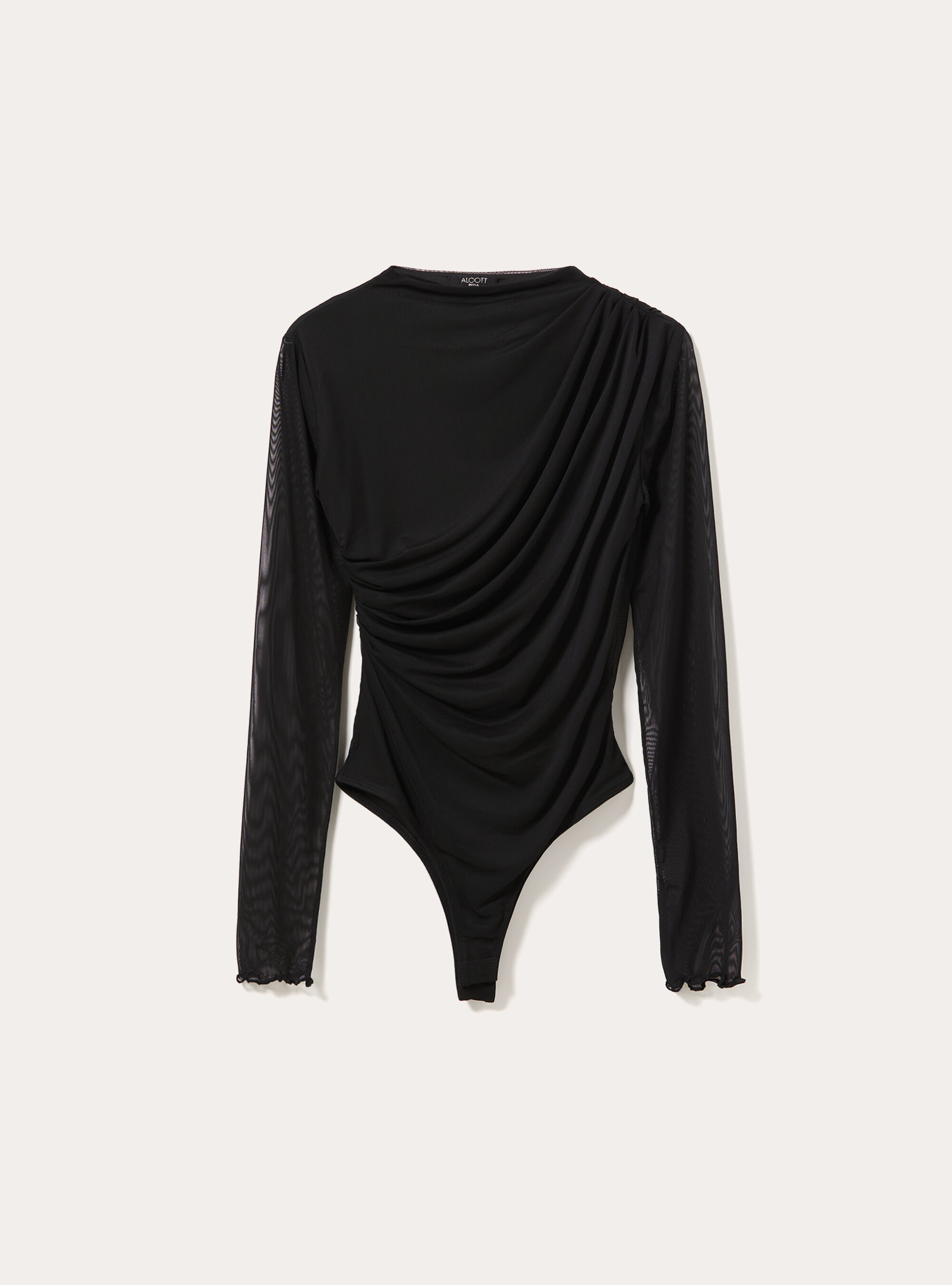 Body in tulle con arriccio, BK1 BLACK