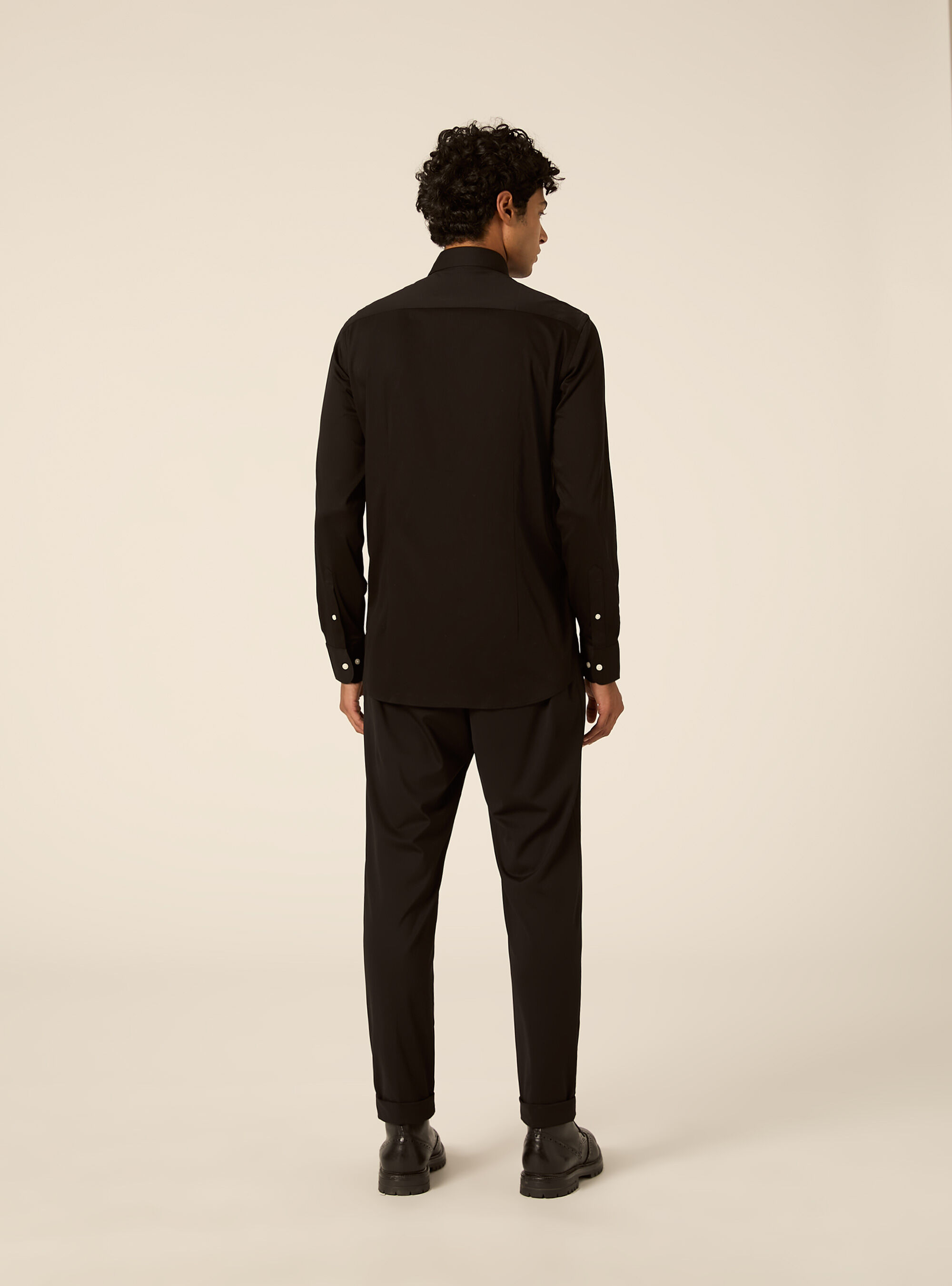 Camicia in jersey elasticizzato, BK1 BLACK