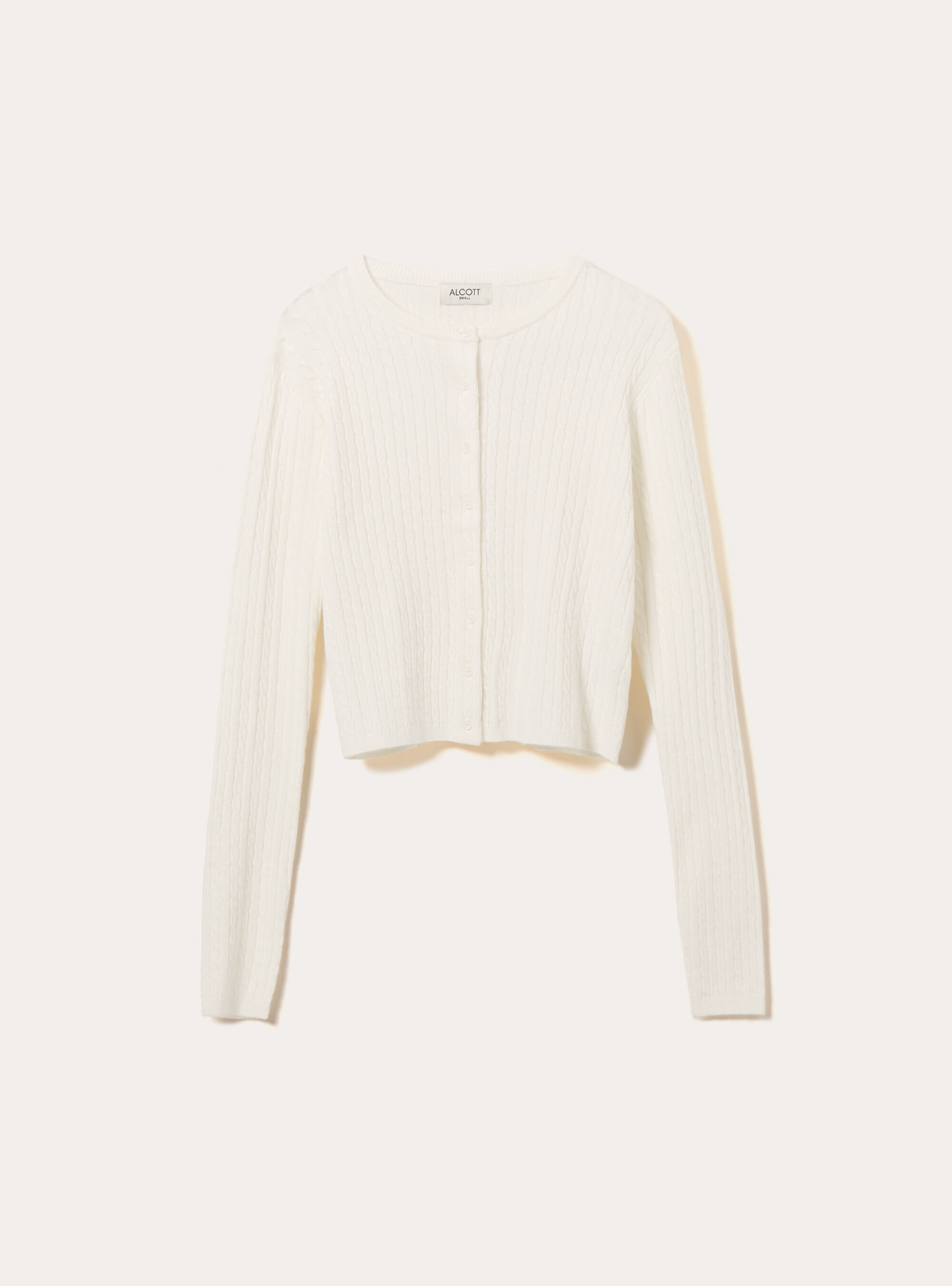 Cropped cable knit cardigan, WH2 WHITE