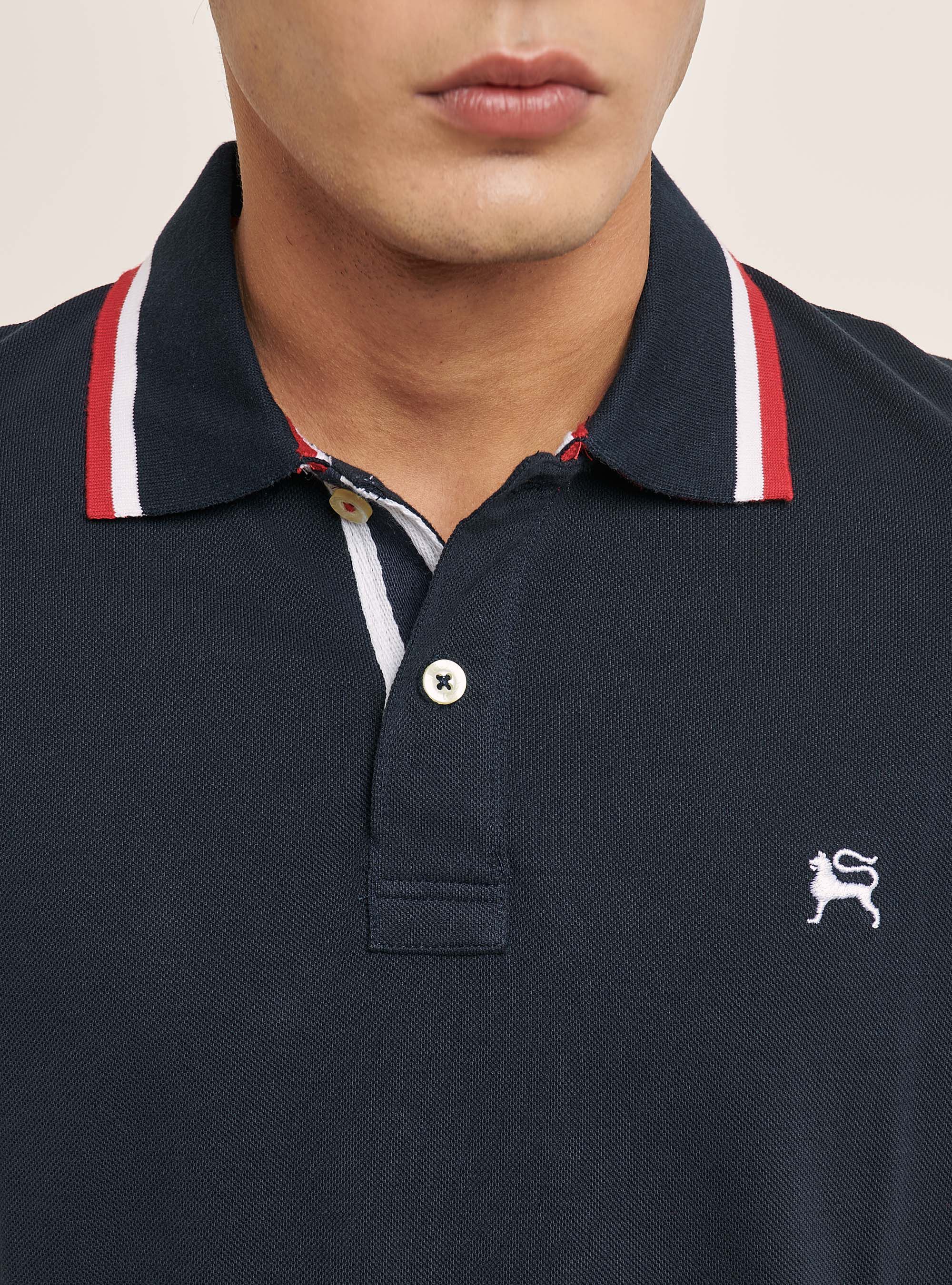 Cotton polo shirt with contrasting details on collar and sleeve