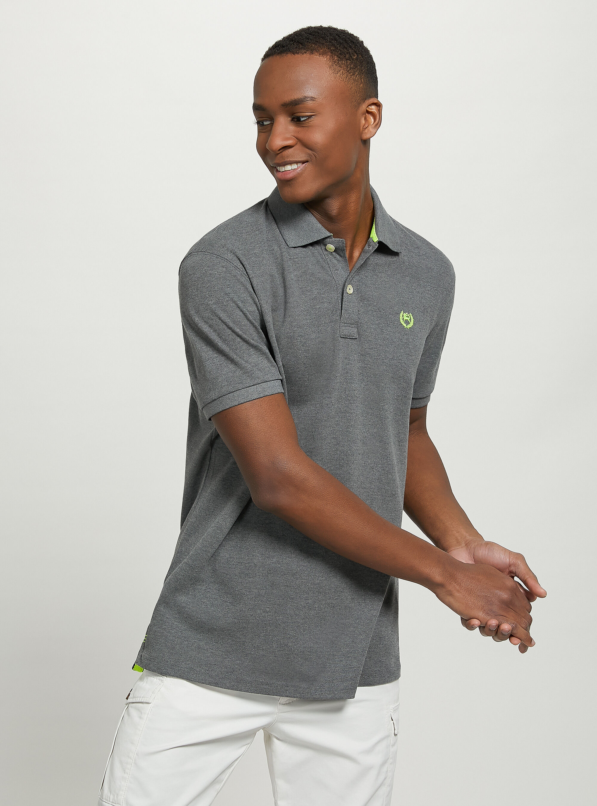 Cotton pique polo shirt with embroidery