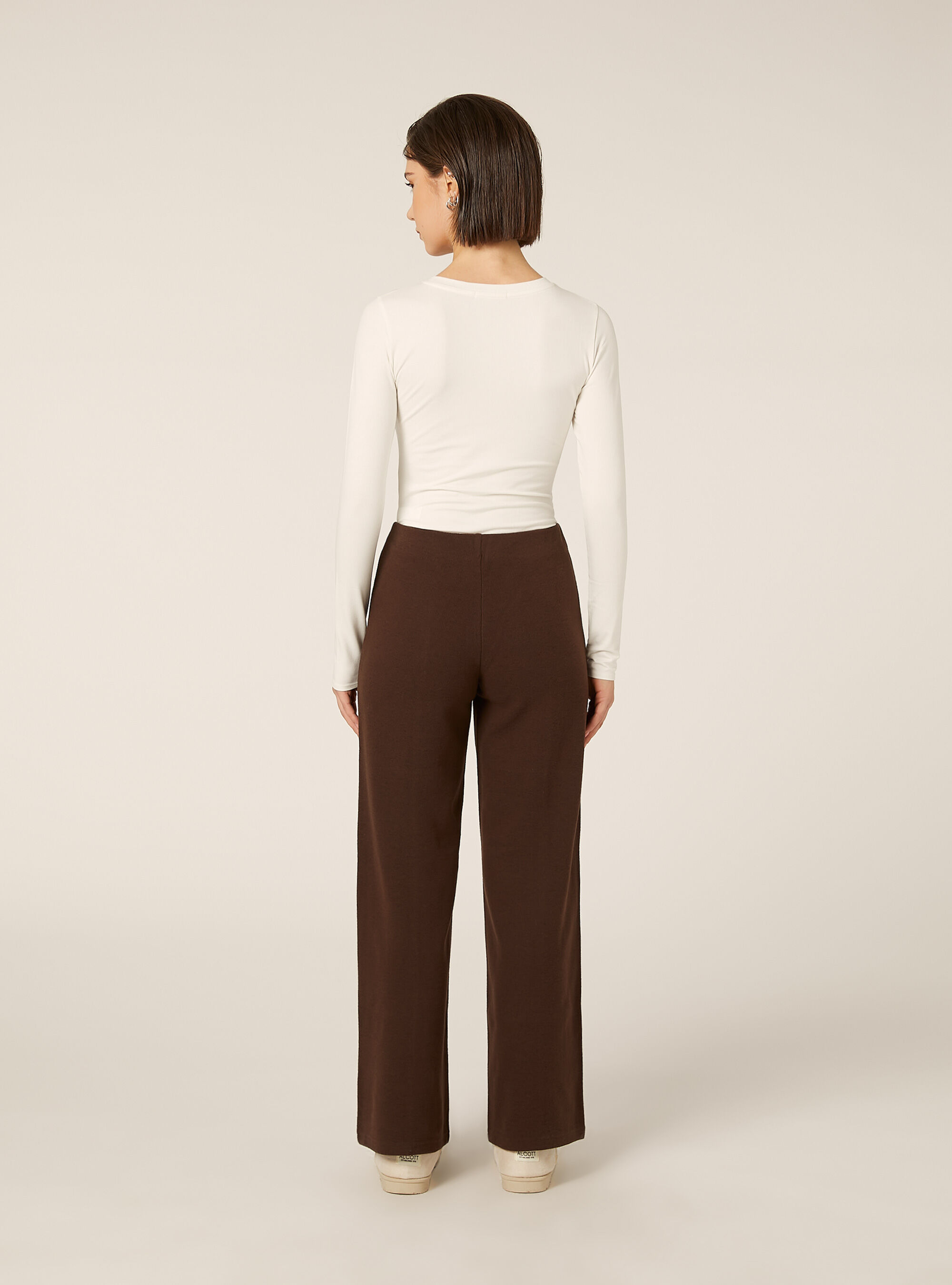 Pantaloni in maglia con nervatura, BR1 BROWN DARK