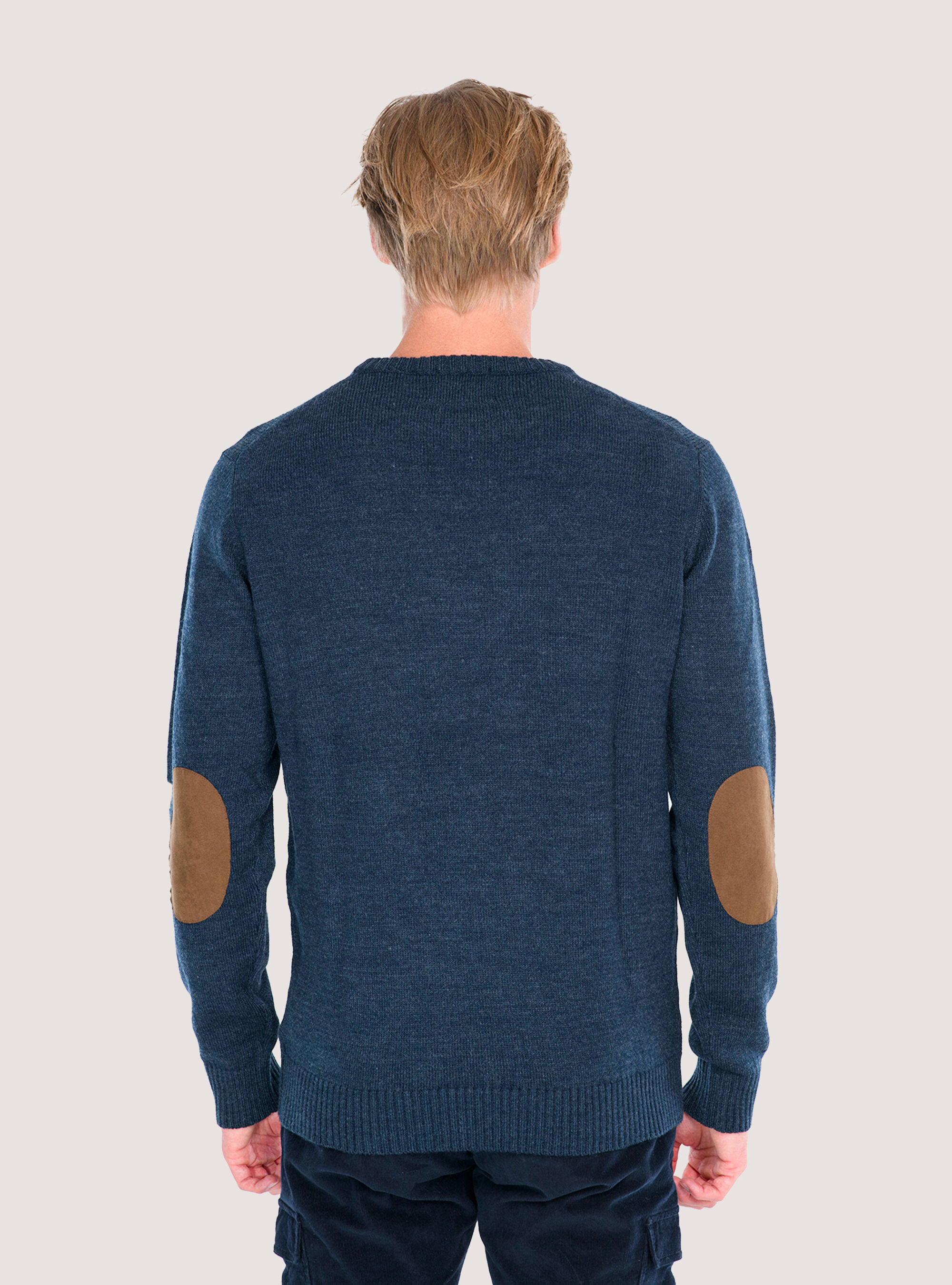 ROUND NECK PULLOVER, BLUE MELANGE