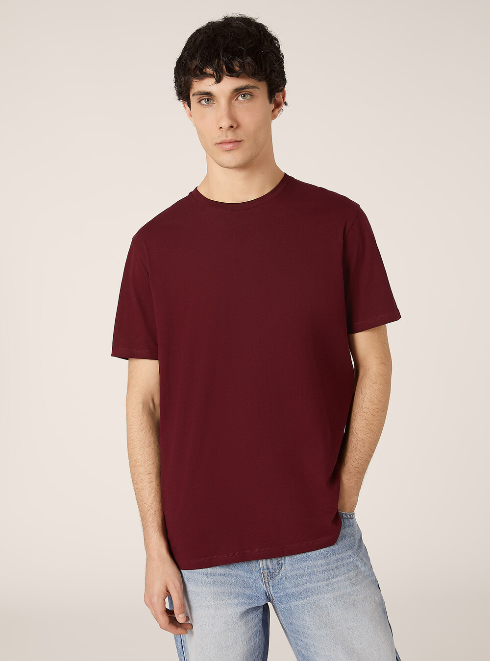 Armani Magliette T Shirt Bordeaux Uomo Maglietta Girocollo In