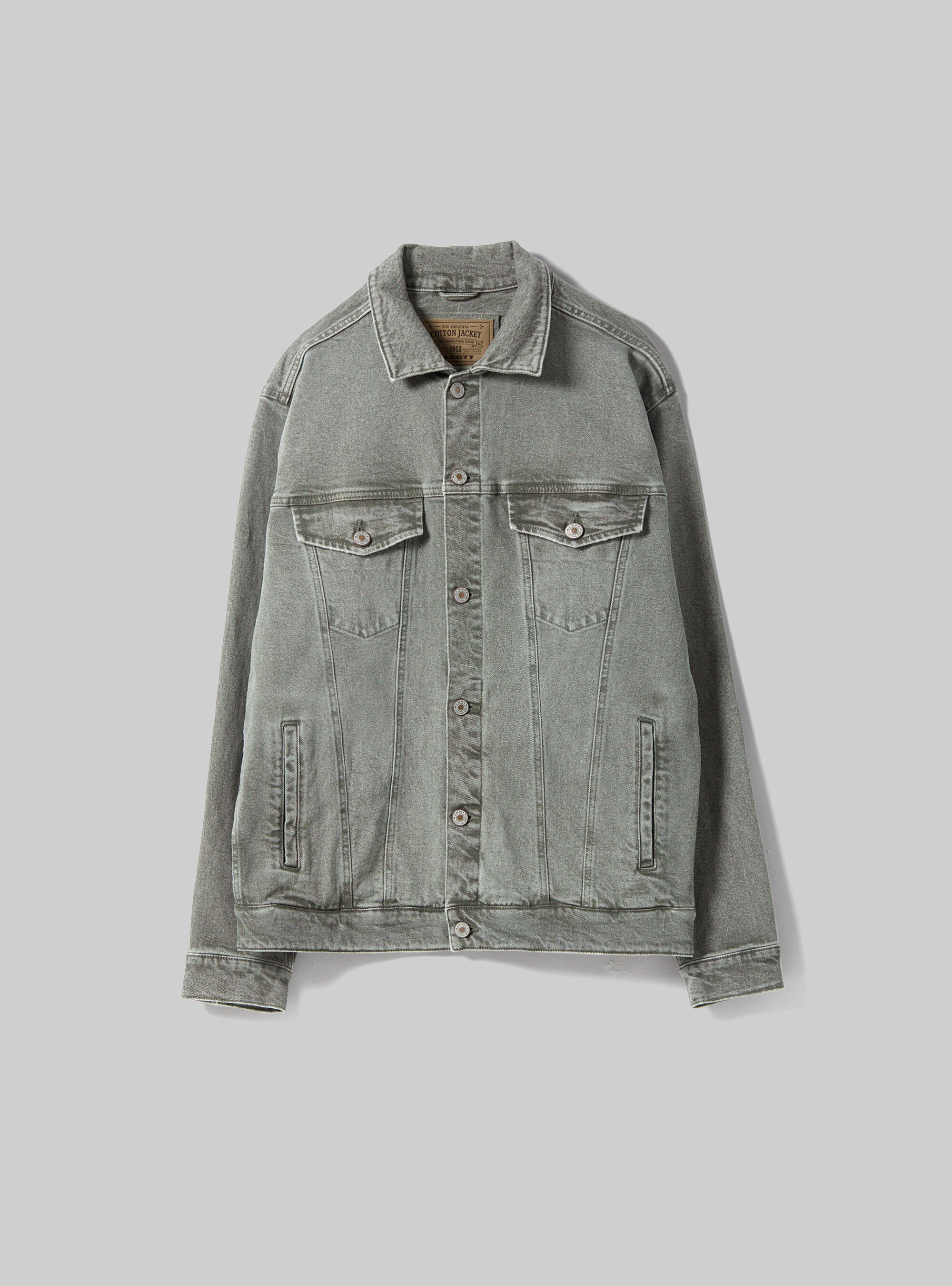 Giubbotto denim in twill stretch, KAKI