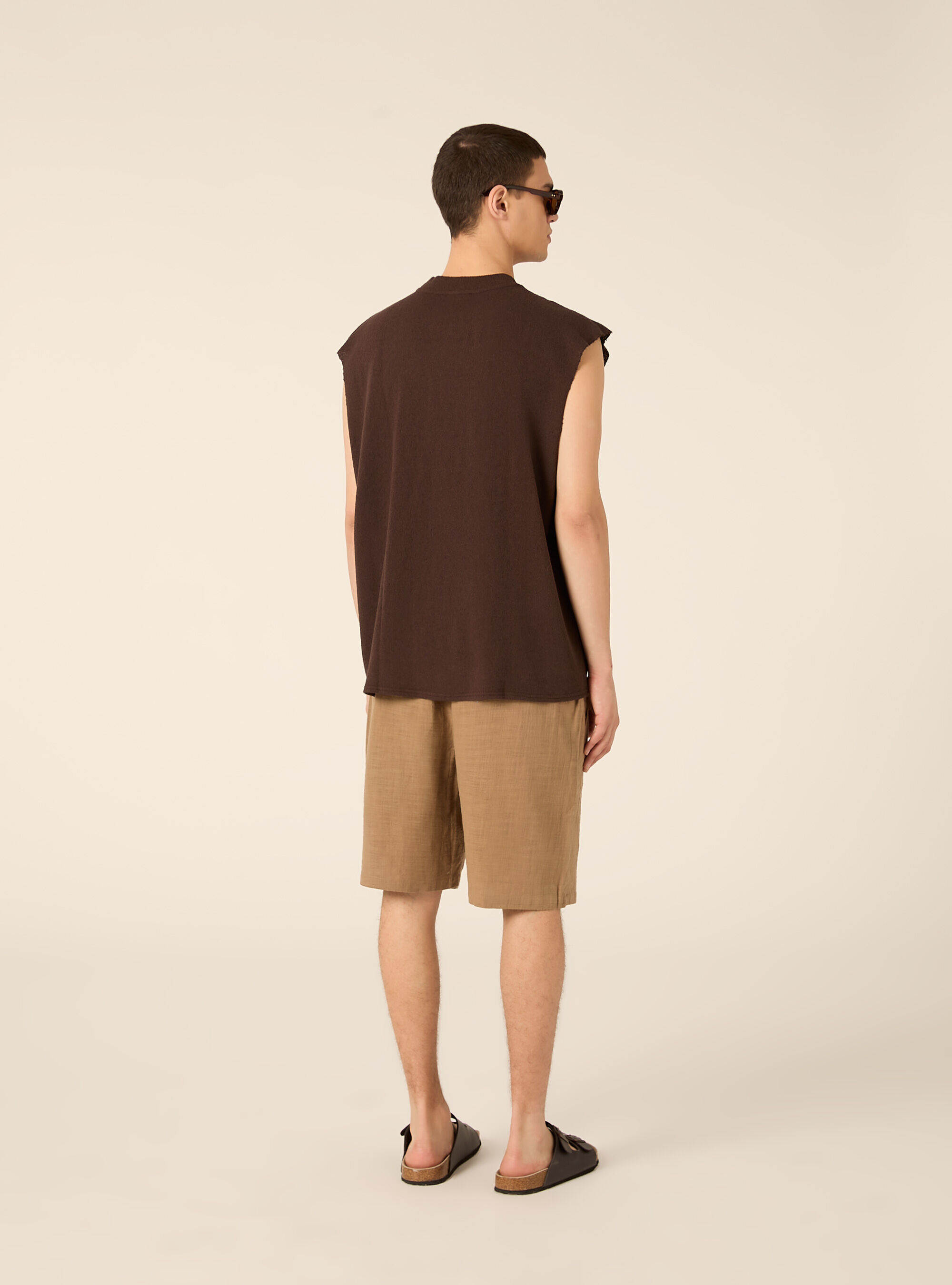 Canotta boxy fit  effetto maglia, BR1 BROWN DARK