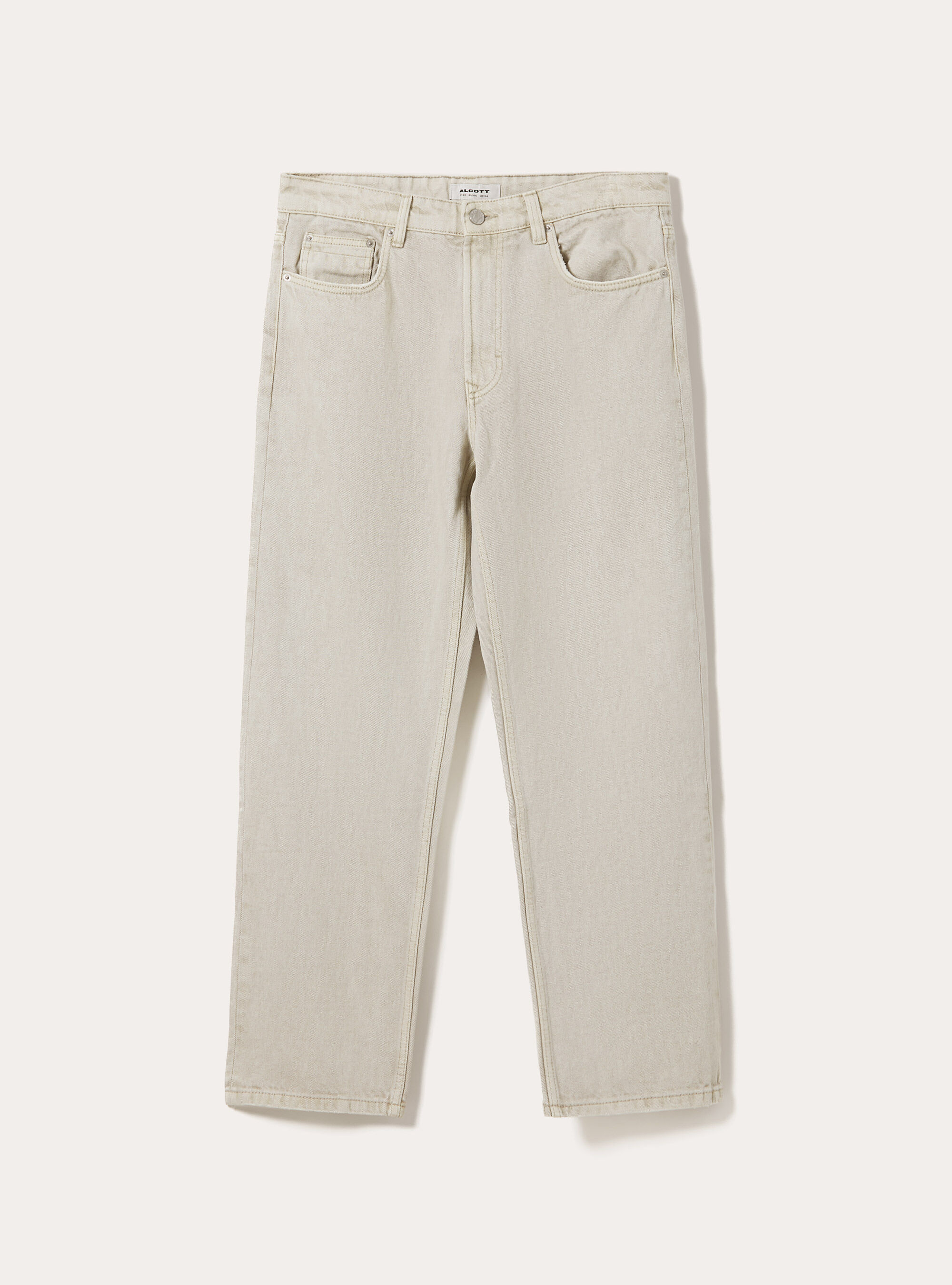 Pantalon droit en denim color&eacute;, BG2 BEIGE MEDIUM