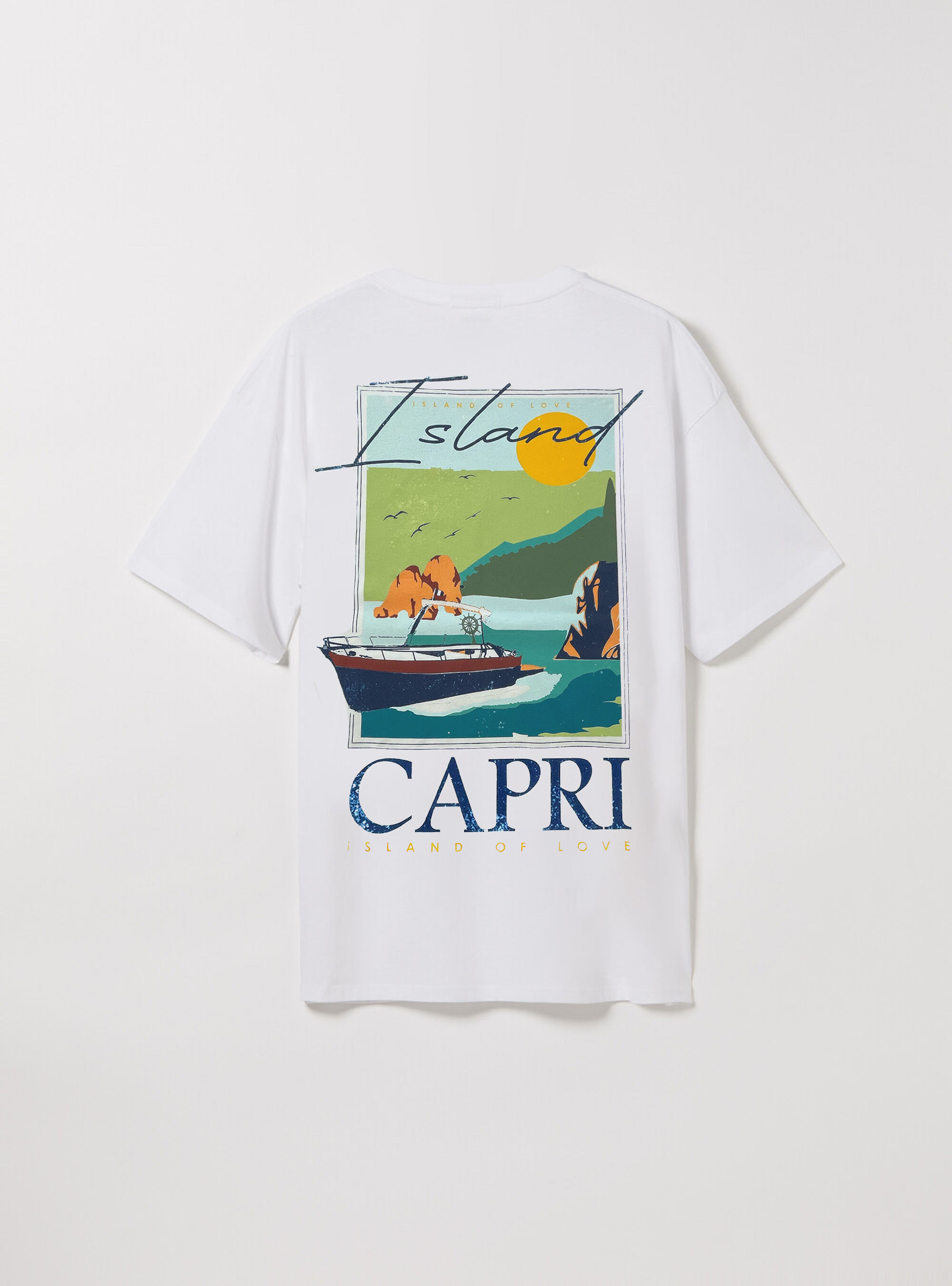 T-shirt con stampa capri, WH2 WHITE