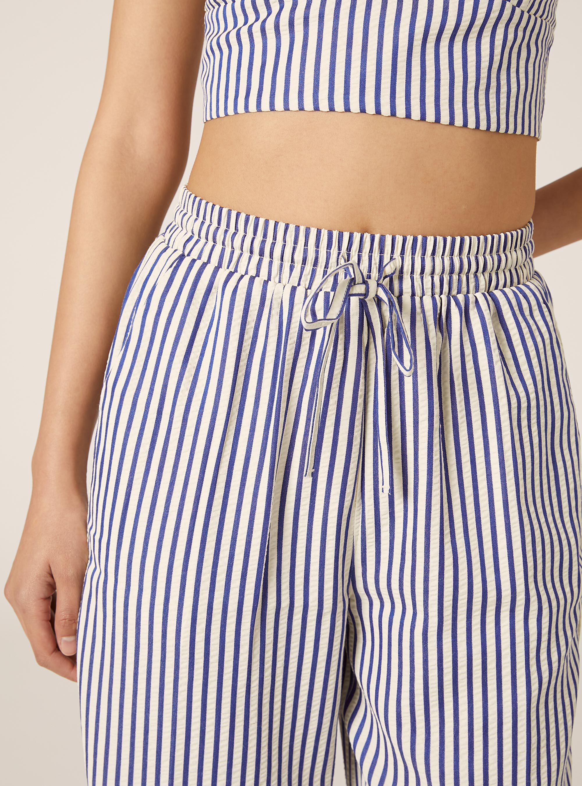 Pantaloni a righe con texture stropicciata, NA2 NAVY MEDIUM