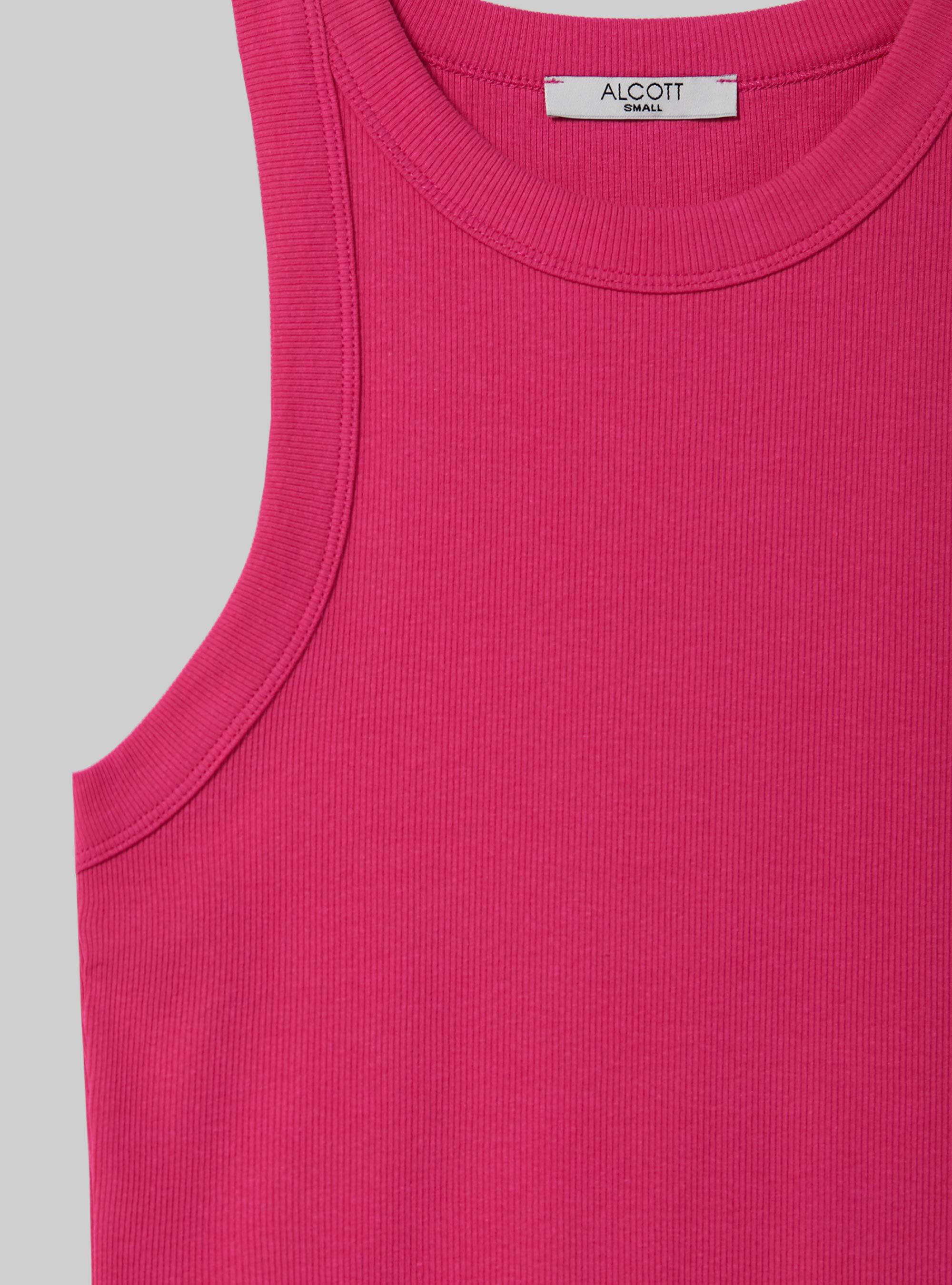 Ribbed cotton tank top, FX2 FUXIA MEDIUM