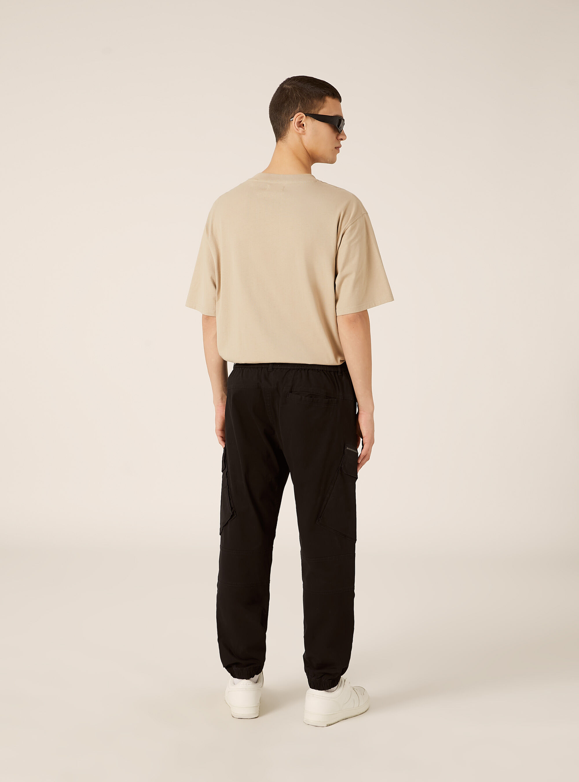 Pantalon cargo en twill, BK1 BLACK