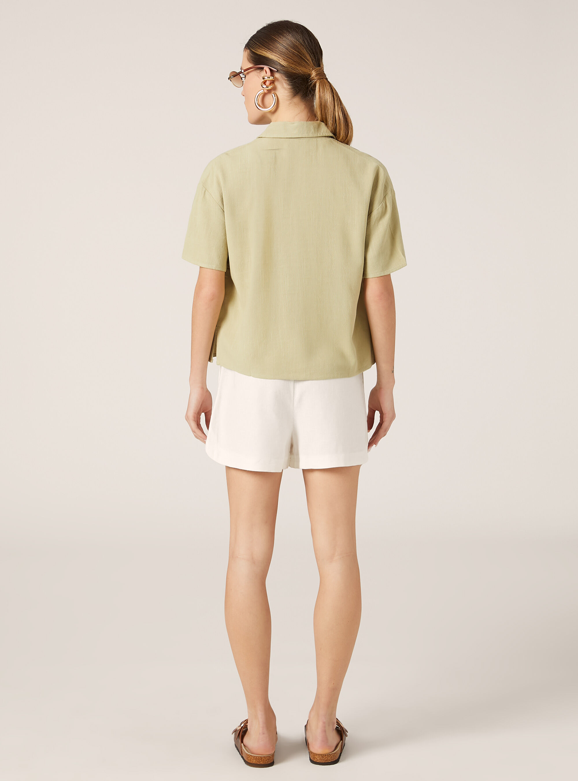 Camicia cropped in misto lino, KY3 KAKY LIGHT