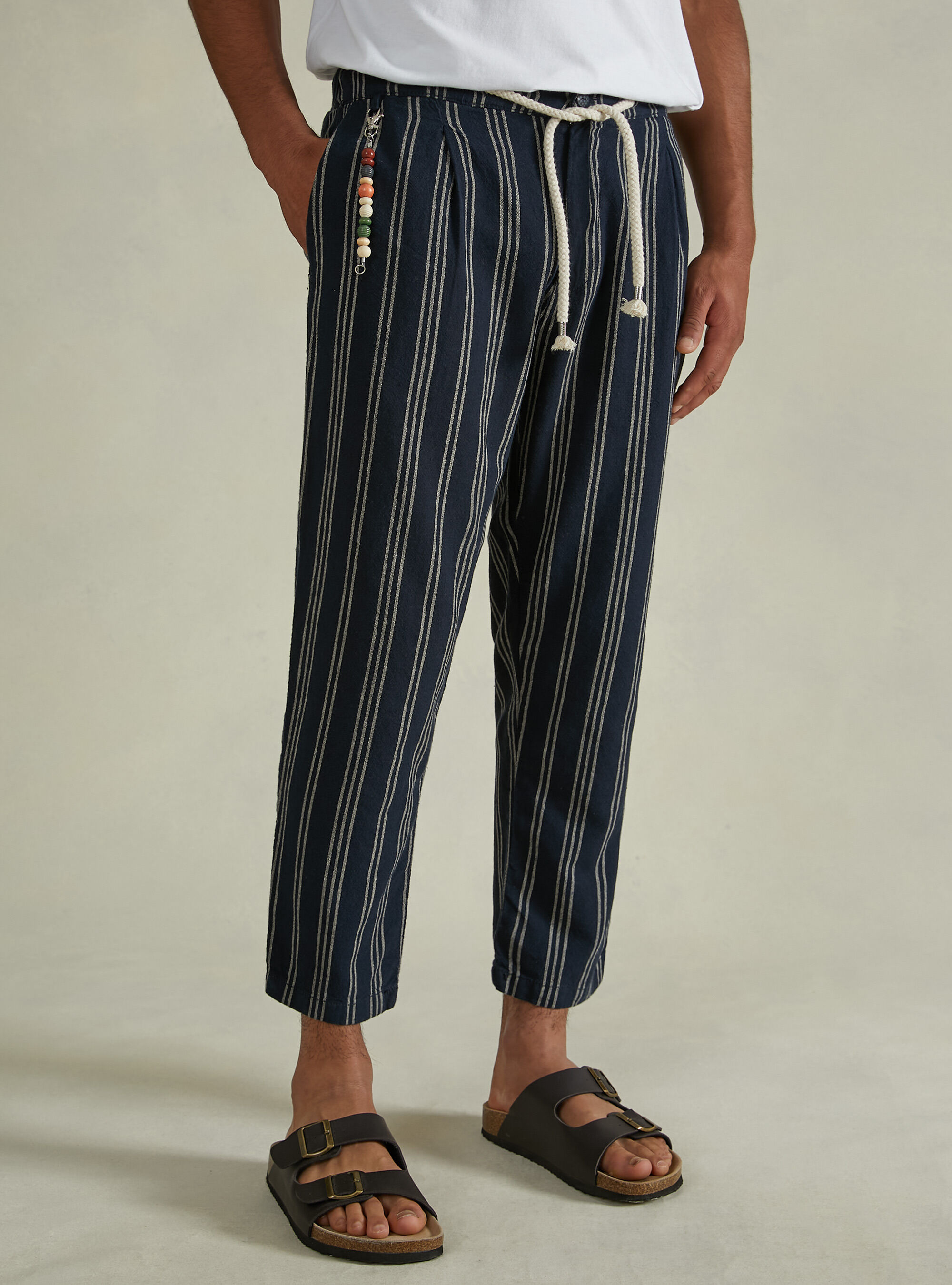 Striped drawstring pants new arrivals