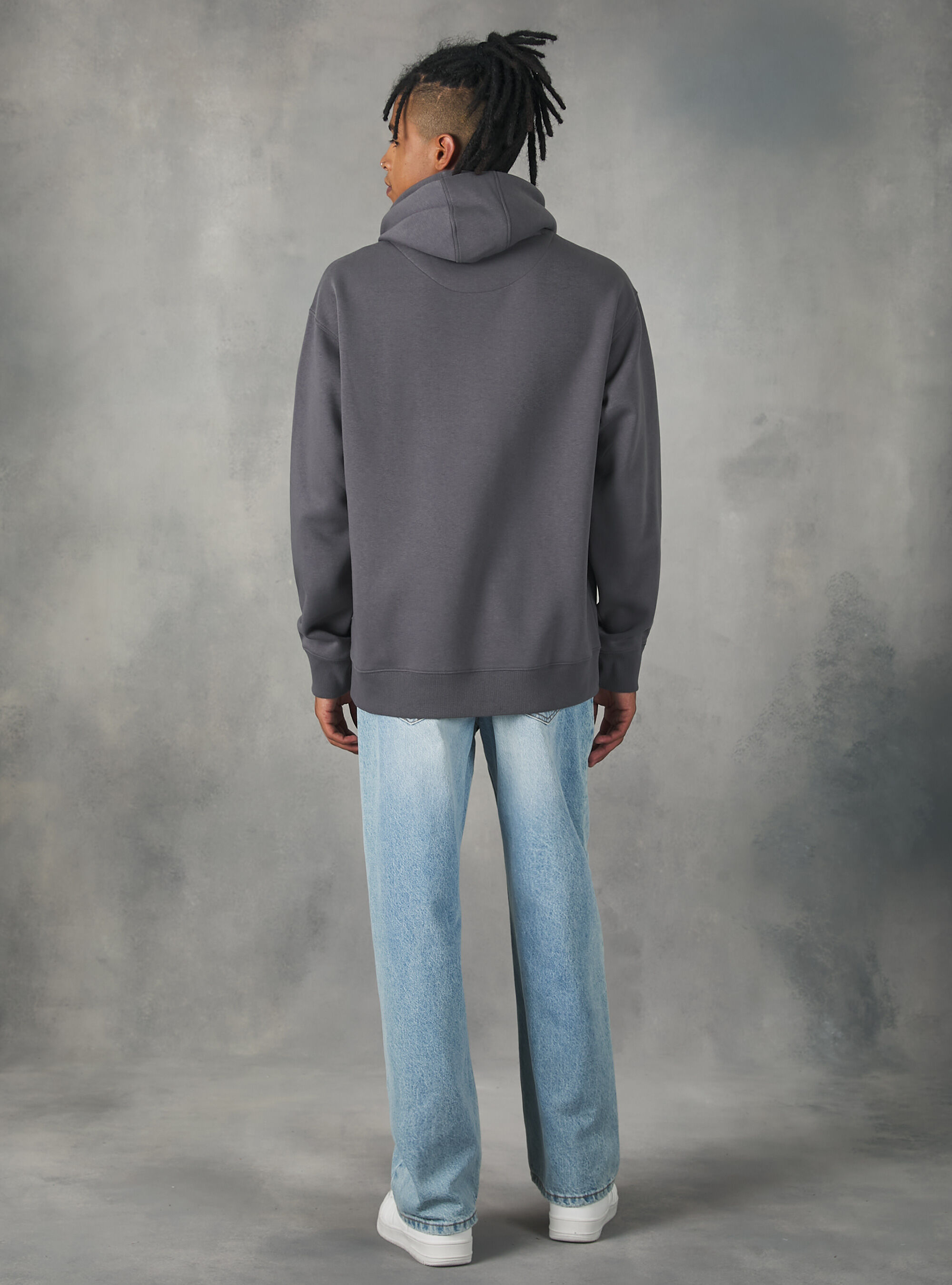 Felpa con cappuccio e tasca a marsupio, GY1 GREY DARK