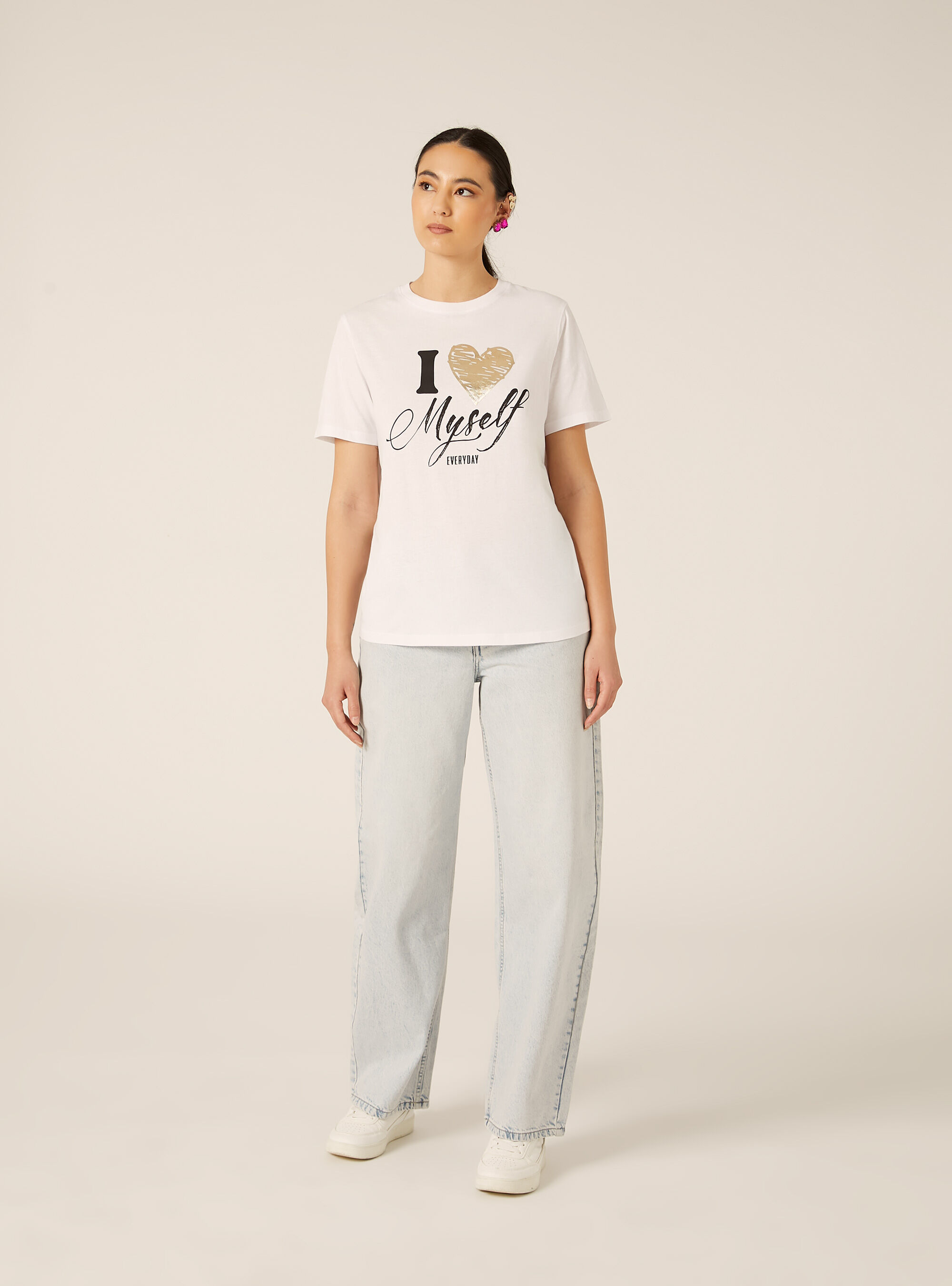 T-shirt avec imprim&eacute; m&eacute;tallis&eacute;, WH3 WHITE