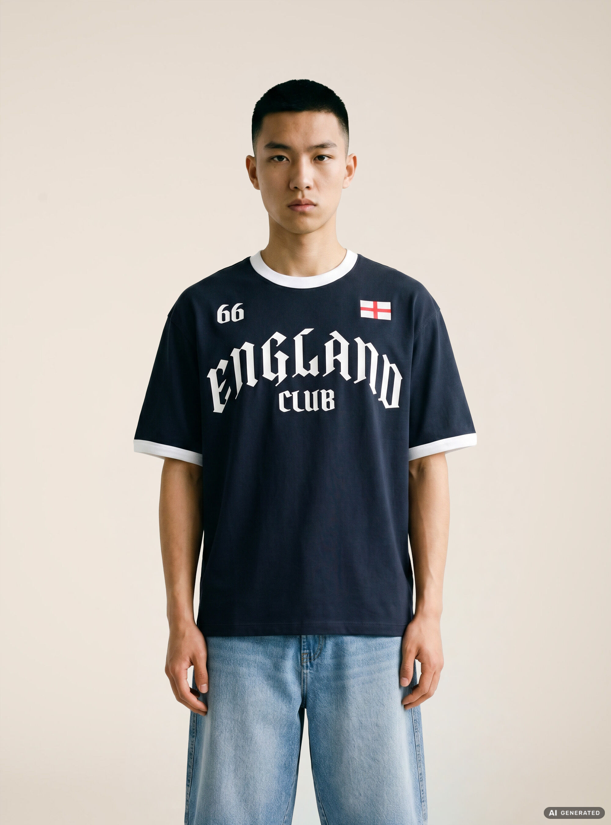 Camiseta Ringer Regular Fit con Gr&aacute;fico Deportivo de Naciones