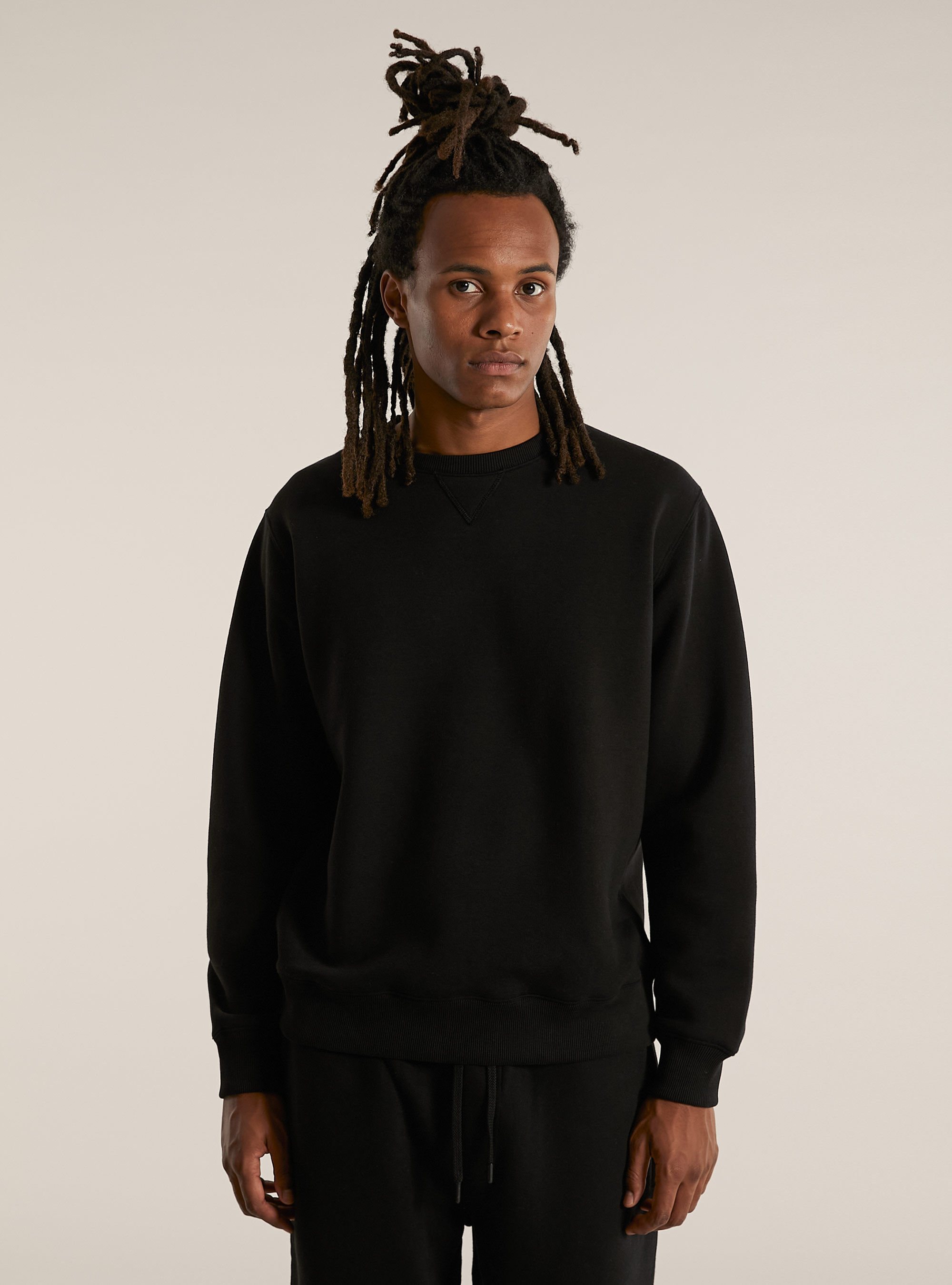 Solid-coloured crewneck sweatshirt, BK1 BLACK