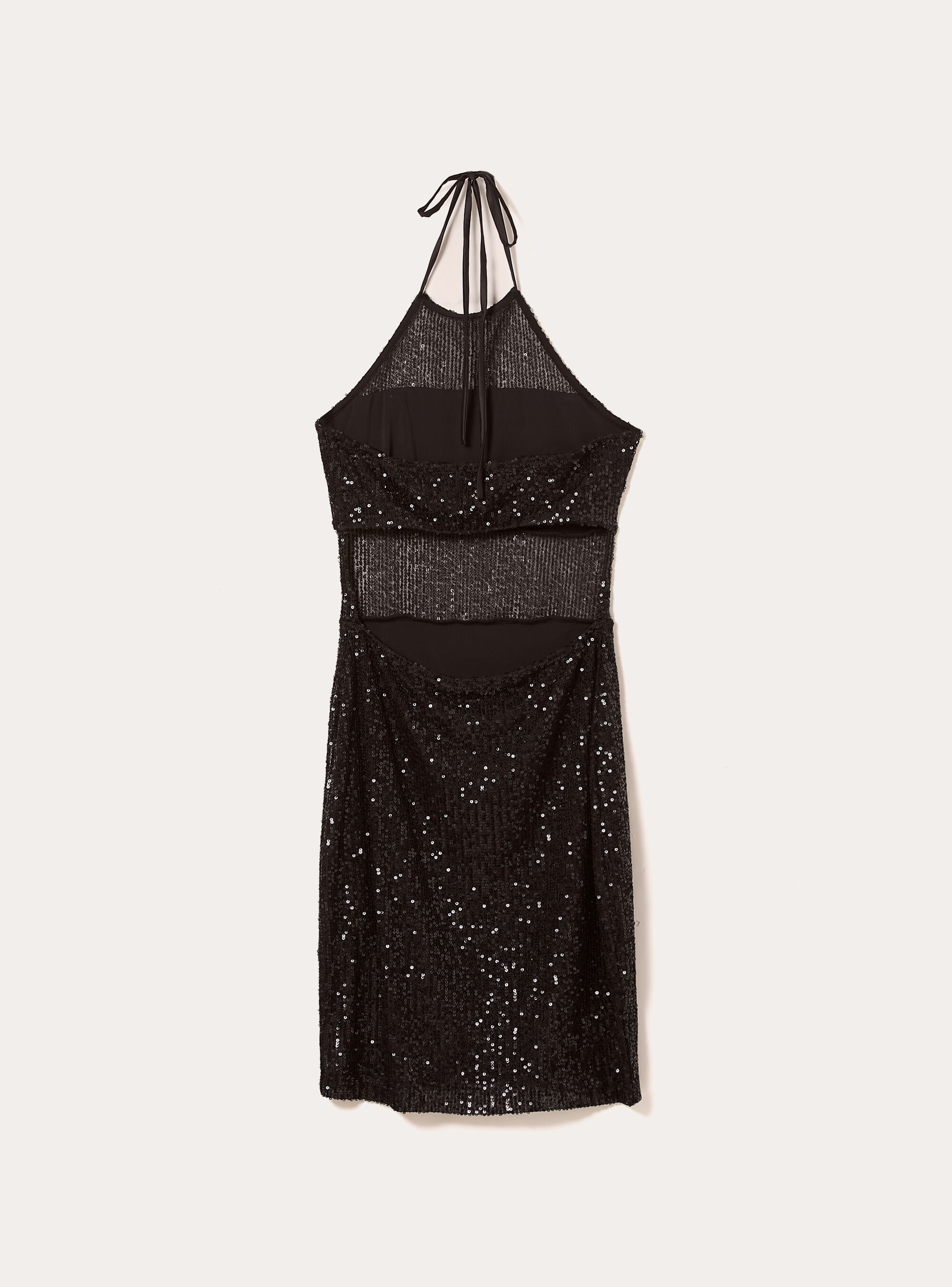 Sequin dress with halter neckline, BK1 BLACK