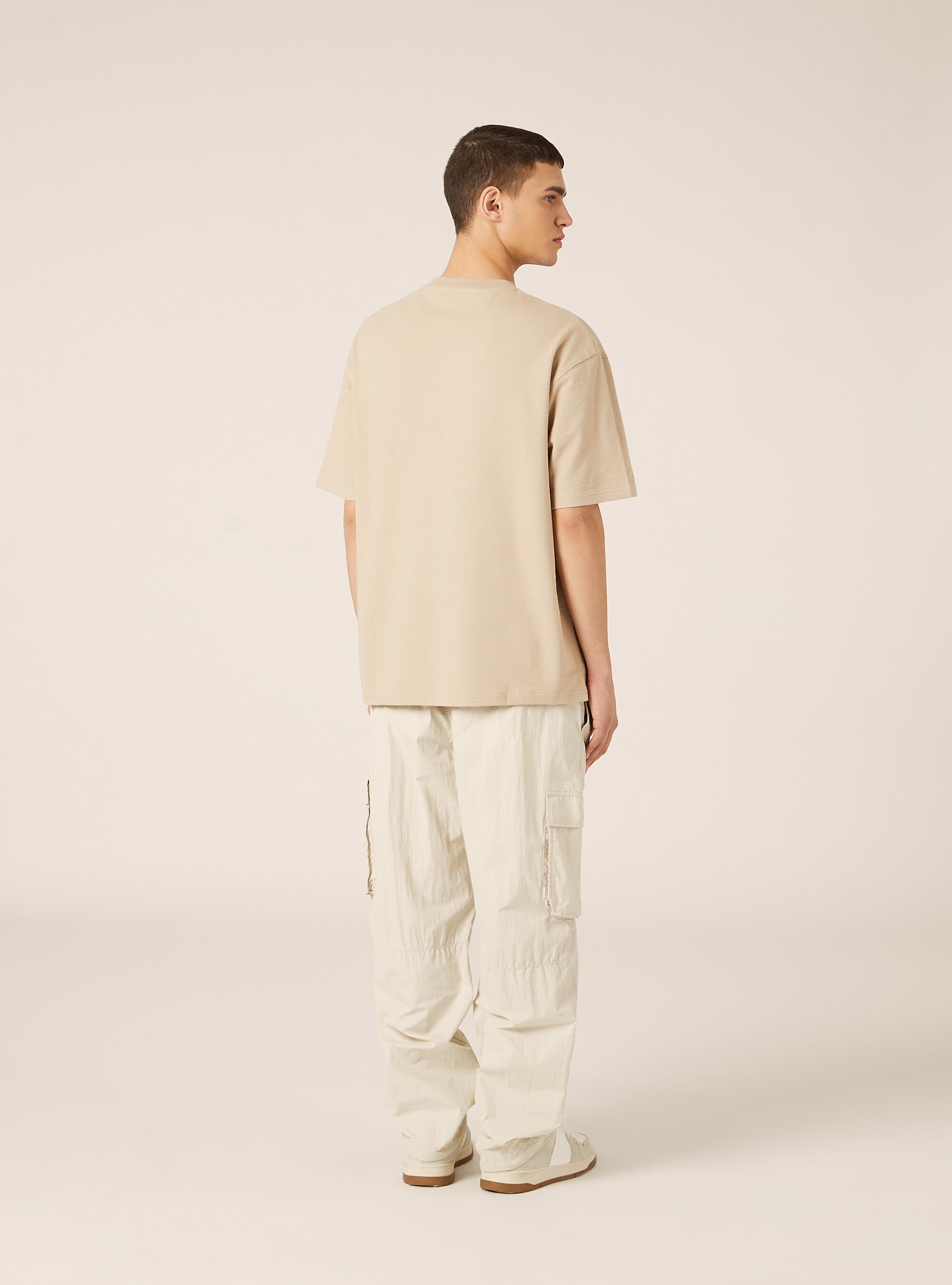 T-shirt in jersey texture fit boxy, BG2 BEIGE MEDIUM