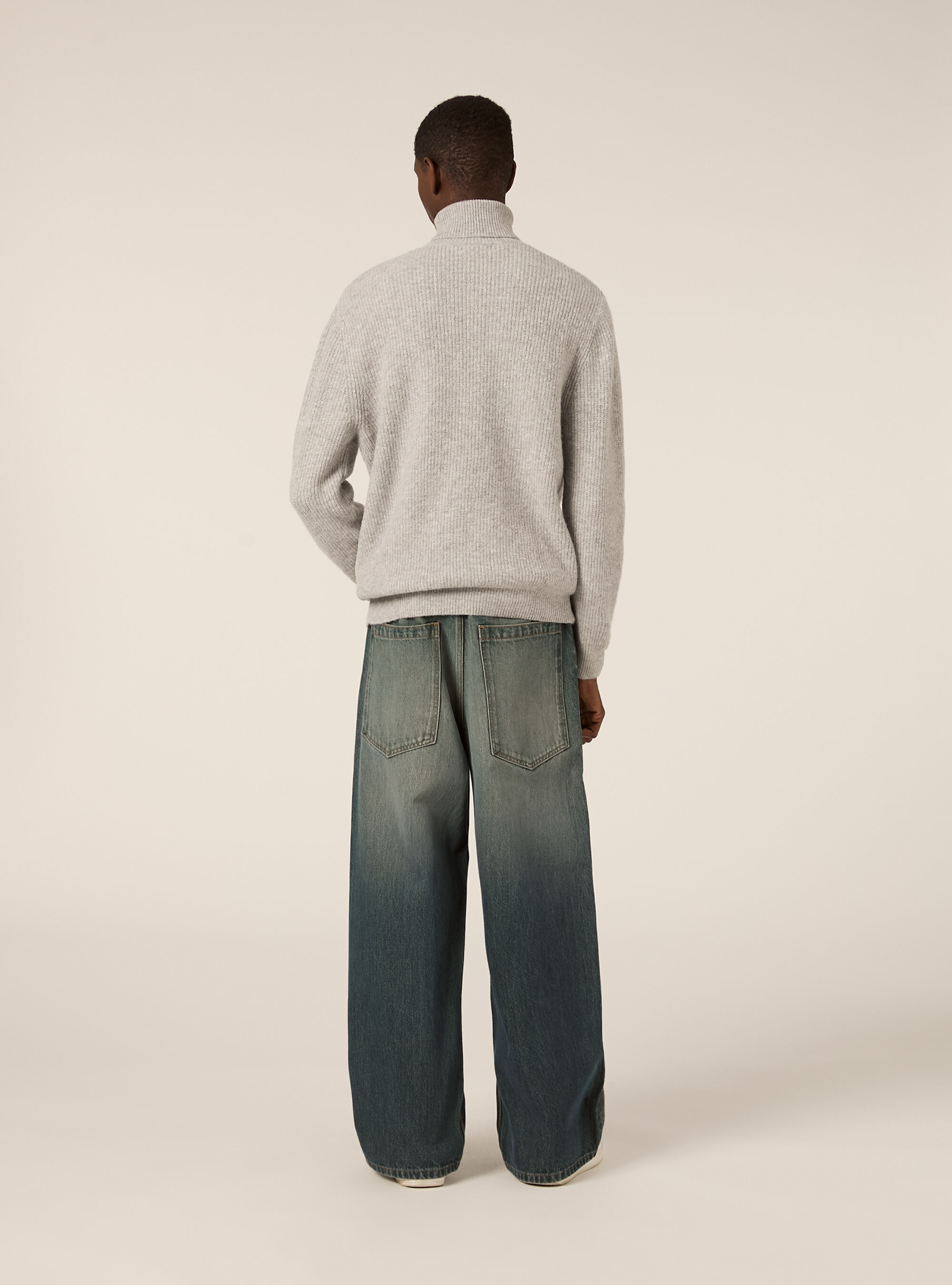 Maglia collo alto costa inglese, MGY2 GREY MEL MEDIUM