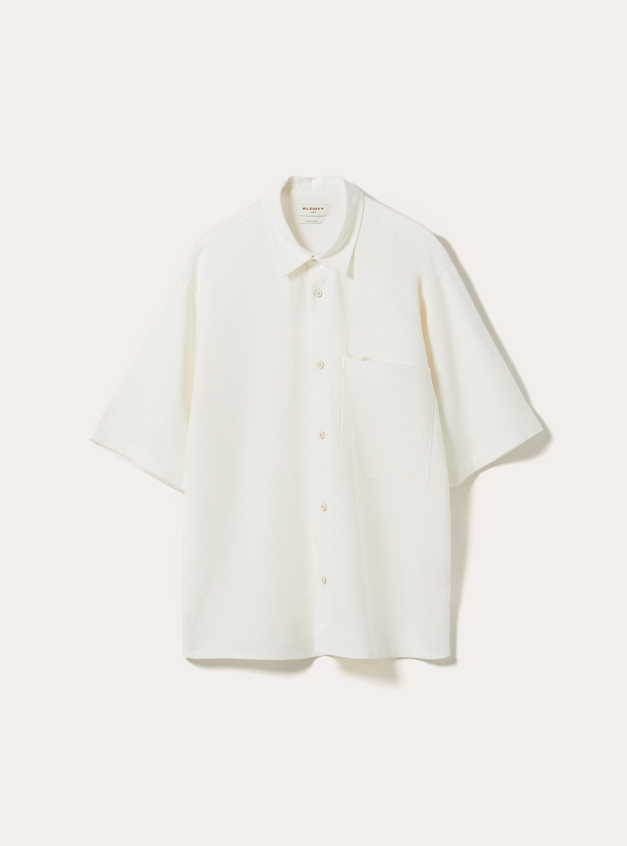 Linen Blend Shirt with Pocket, WH2 WHITE