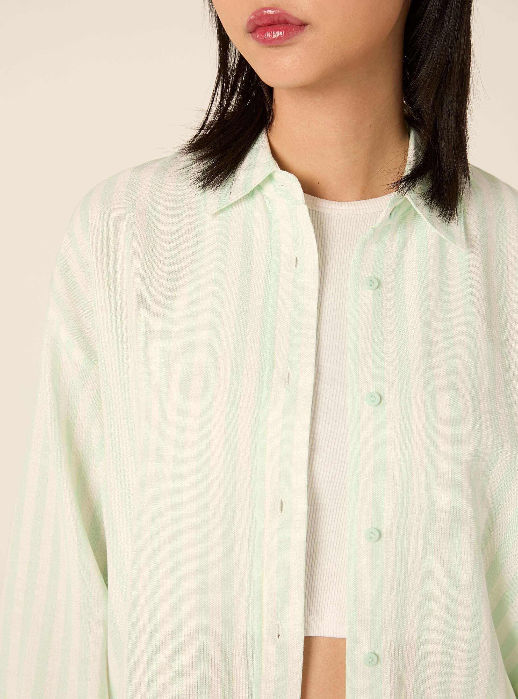 Camicia a righe in misto lino, GA3 AQUA GREEN LIGHT