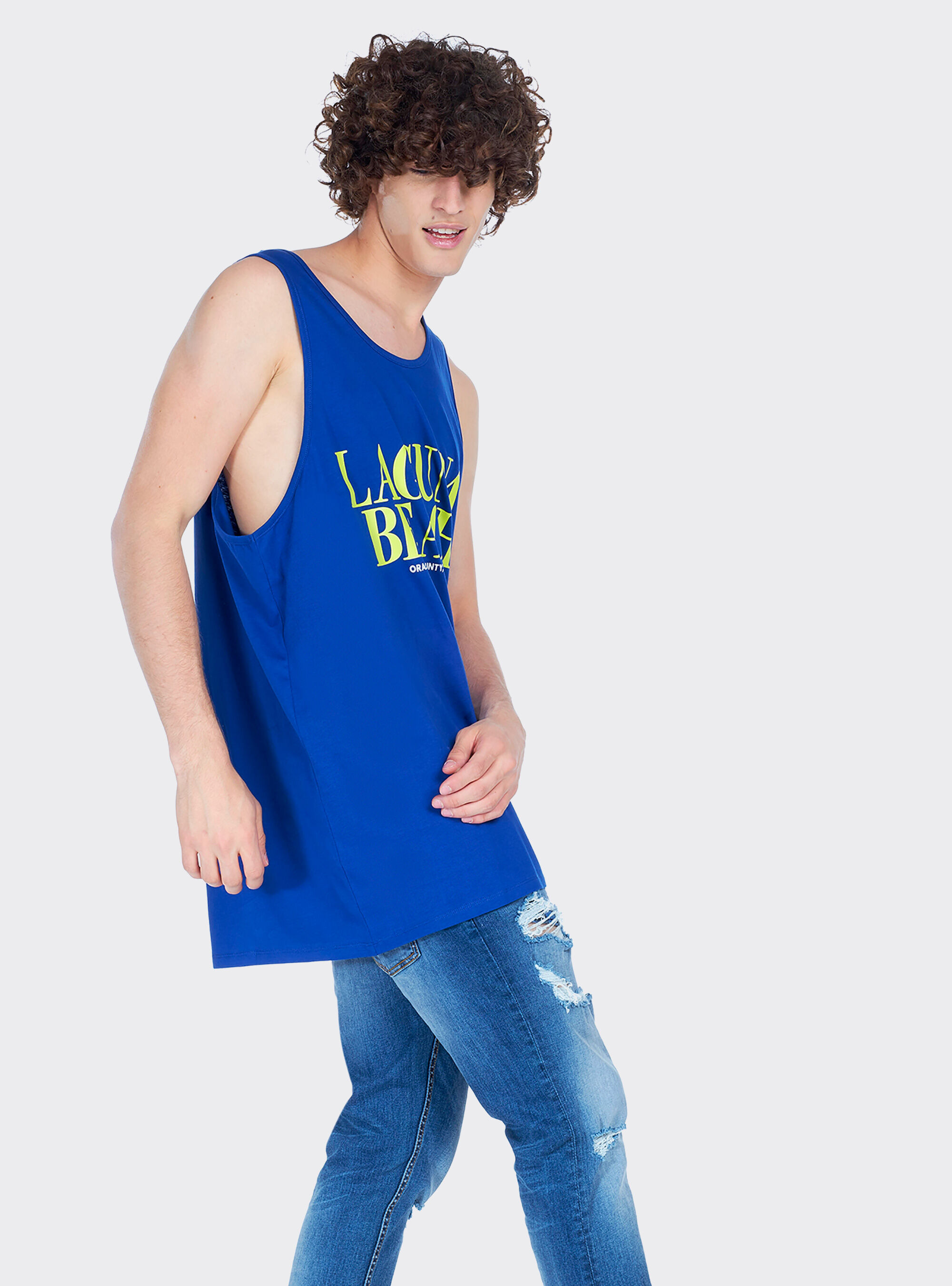 Canotta long e oversize fit con stampa lettering, C2227 ROYALE