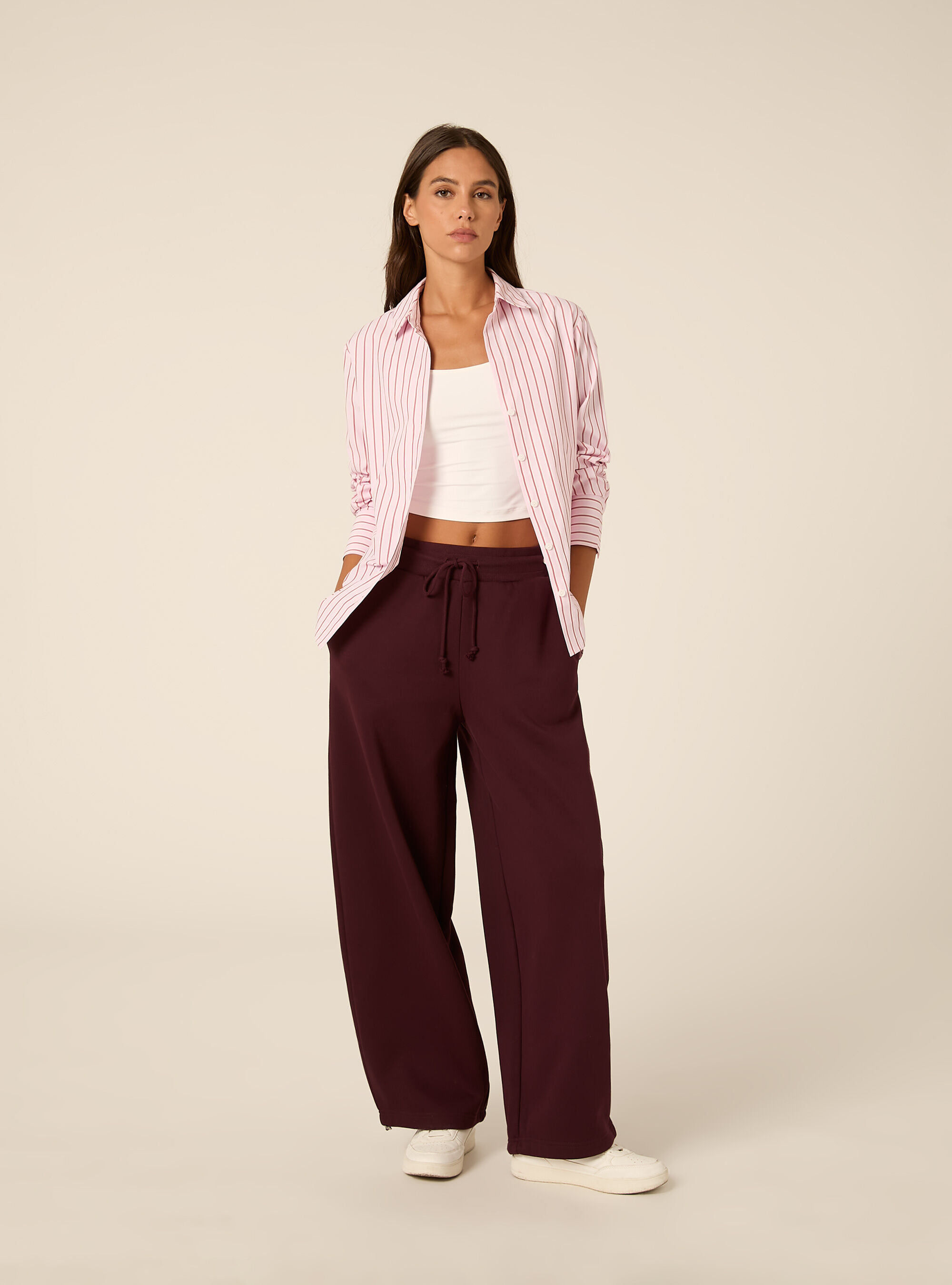 Pantaloni jogger in felpa barrel, BO1 BORDEAUX DARK
