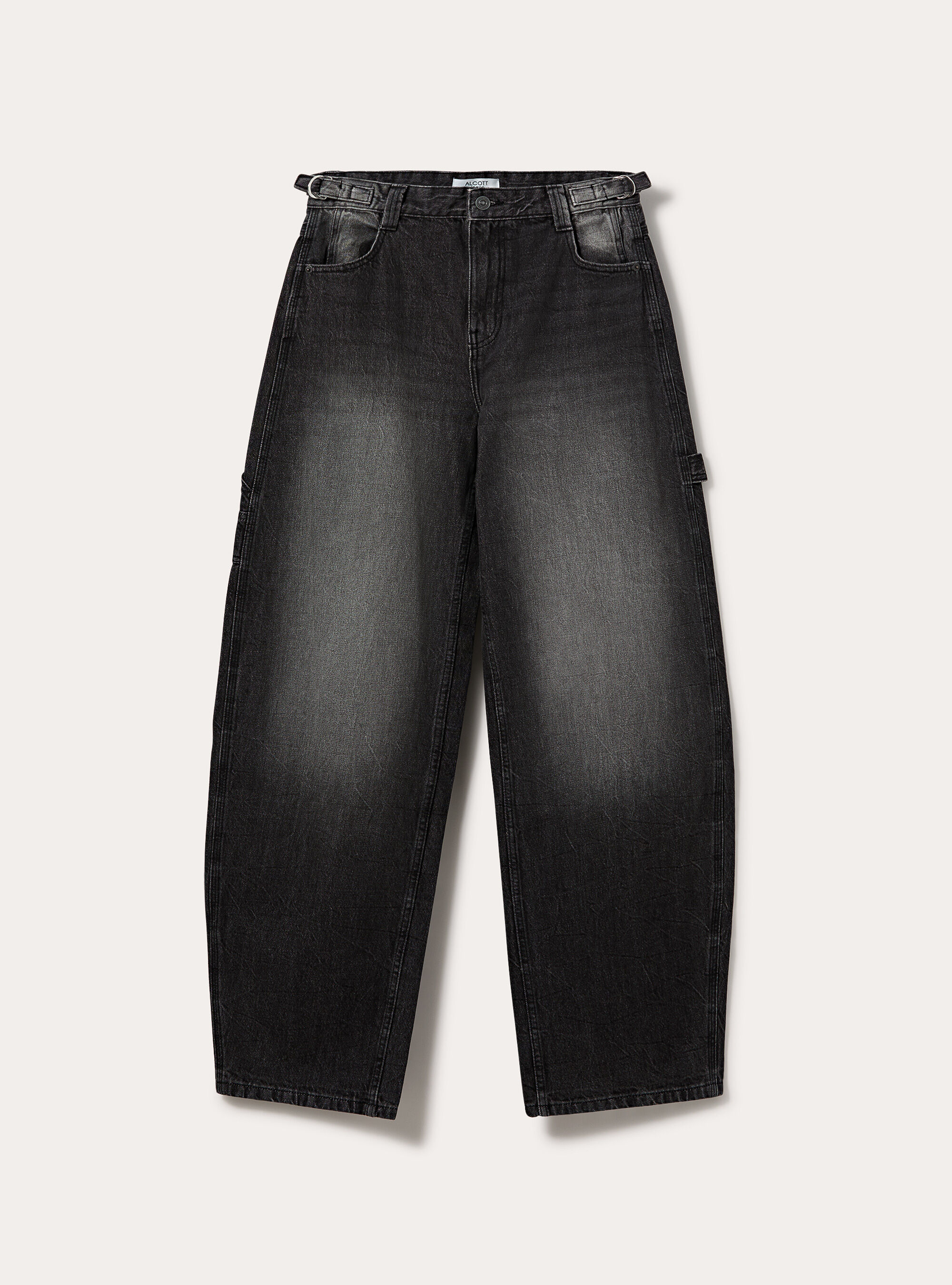 Jeans balloon carpenter con vita regolabile, D000 BLACK