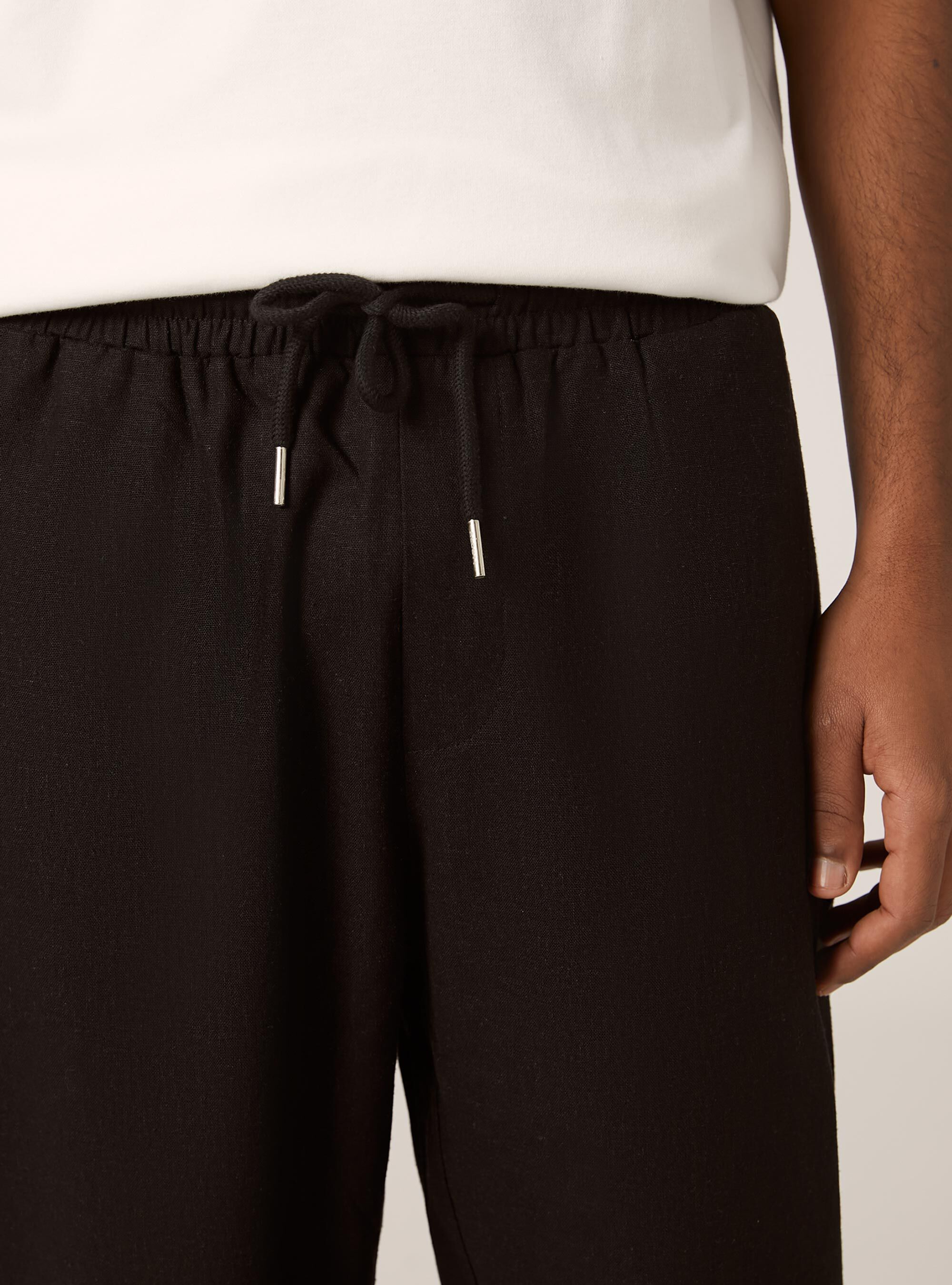 Pantaloni jogger in misto lino, NERO