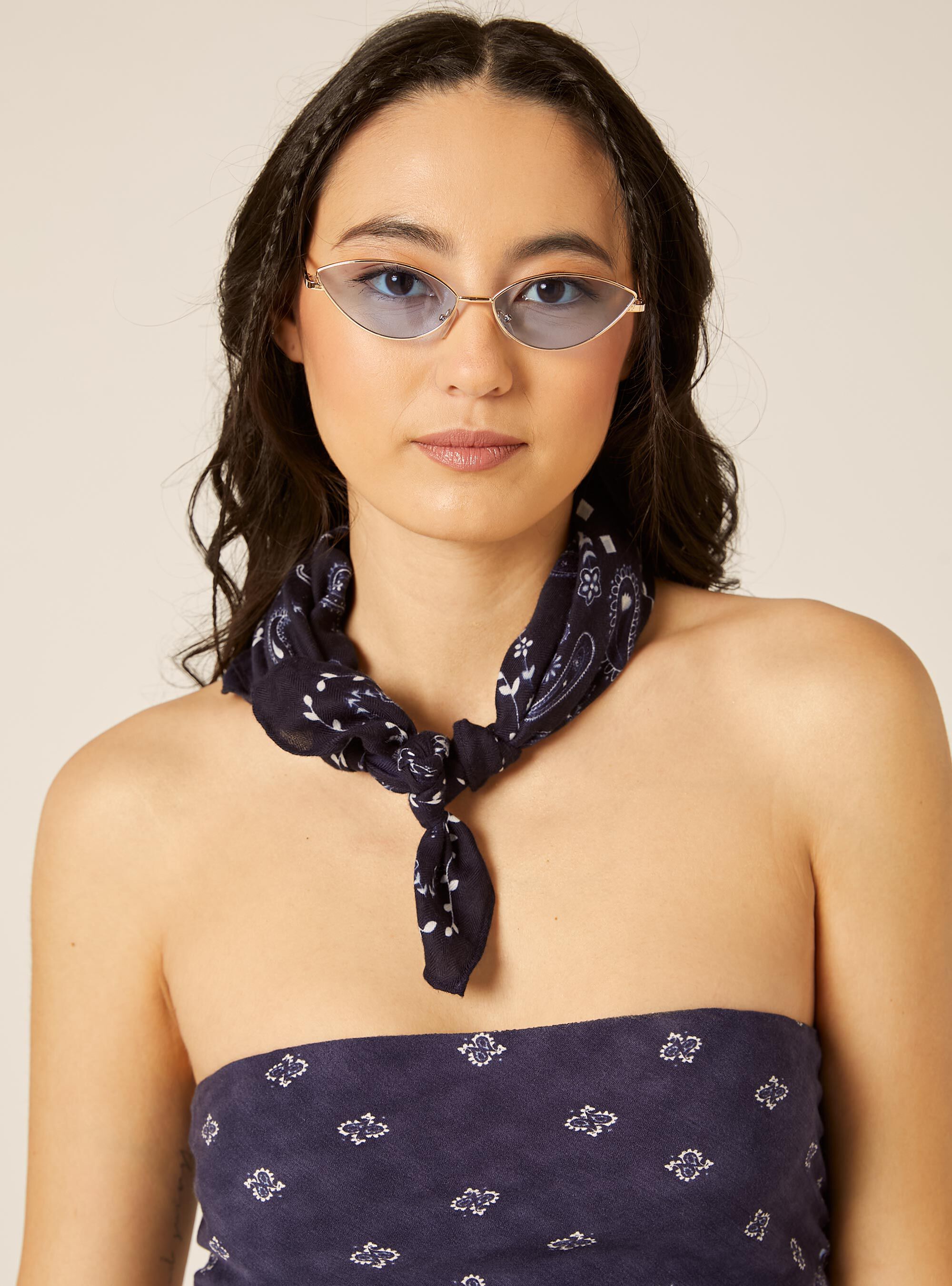Paisley Print Bandeau Top, NA2 NAVY MEDIUM