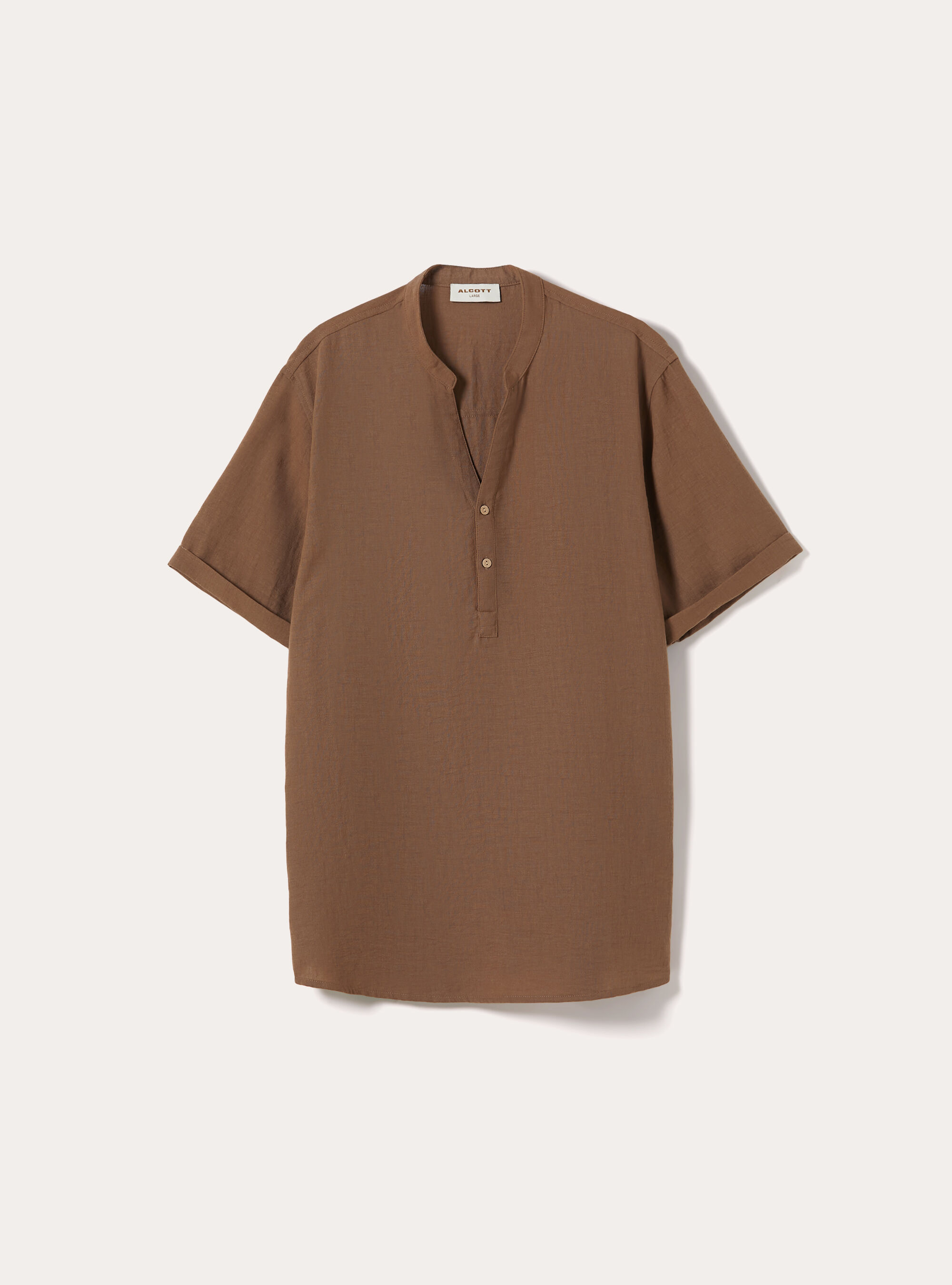 Mandarin collar shirt, BR2 BROWN MEDIUM