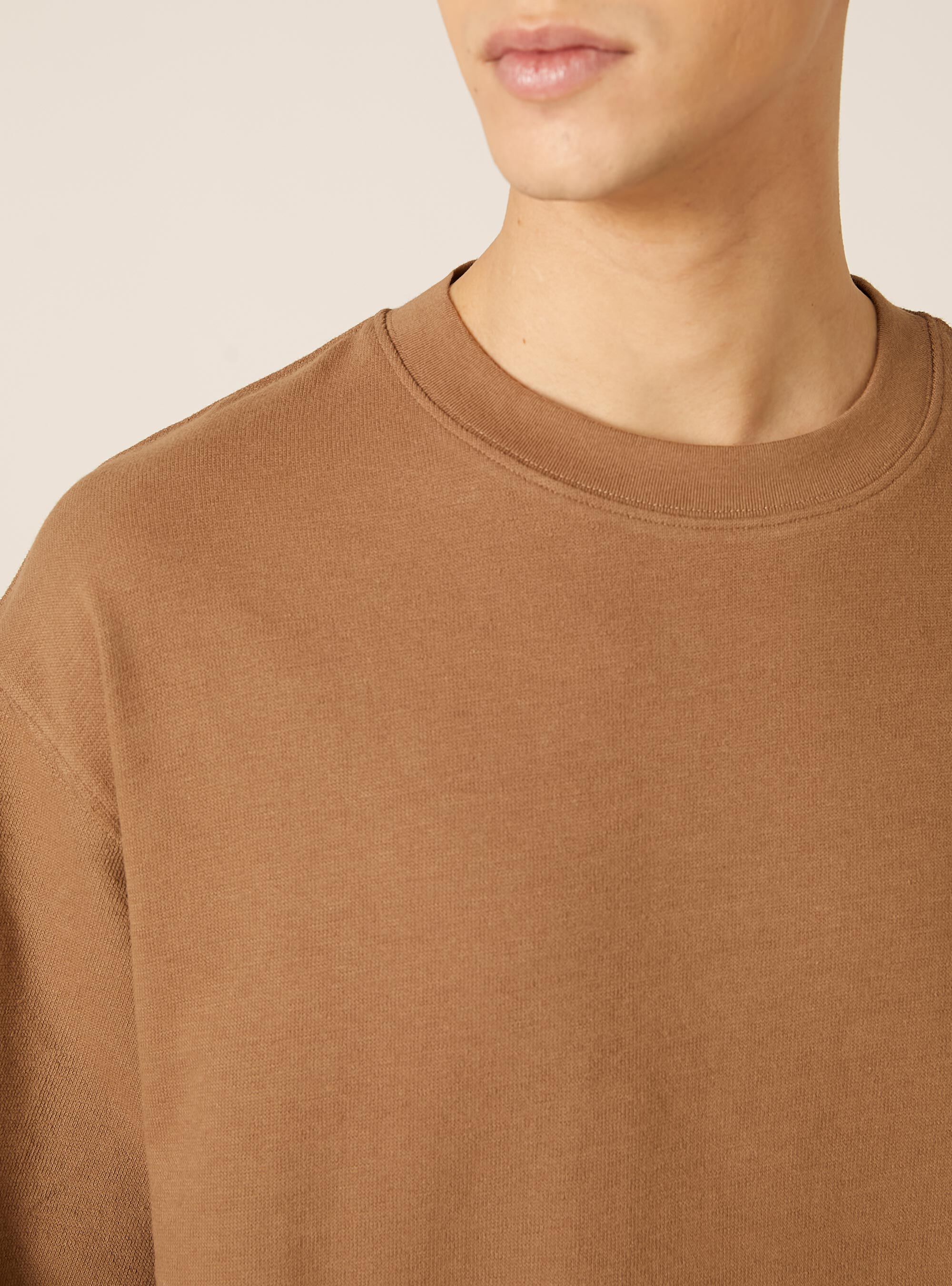 T-shirt in jersey texture fit boxy, BR2 BROWN MEDIUM