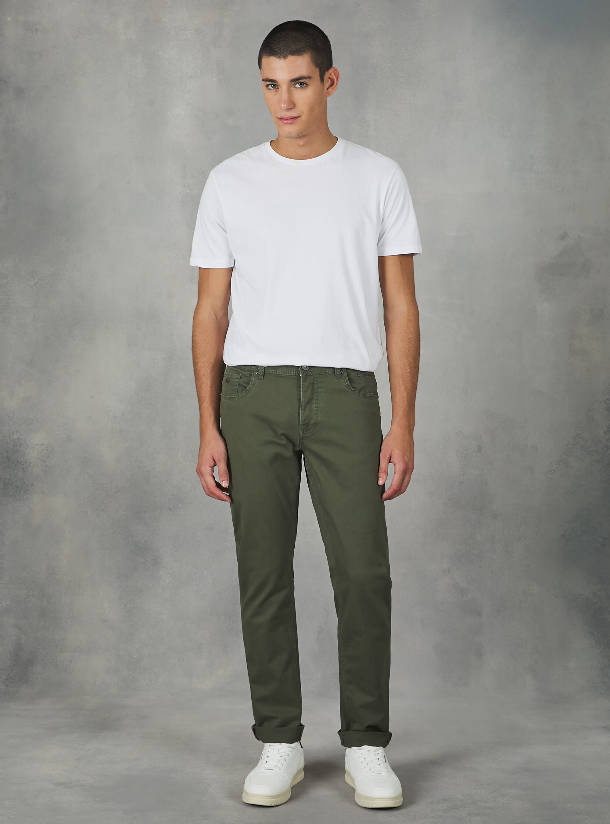 Skinny fit cotton trousers